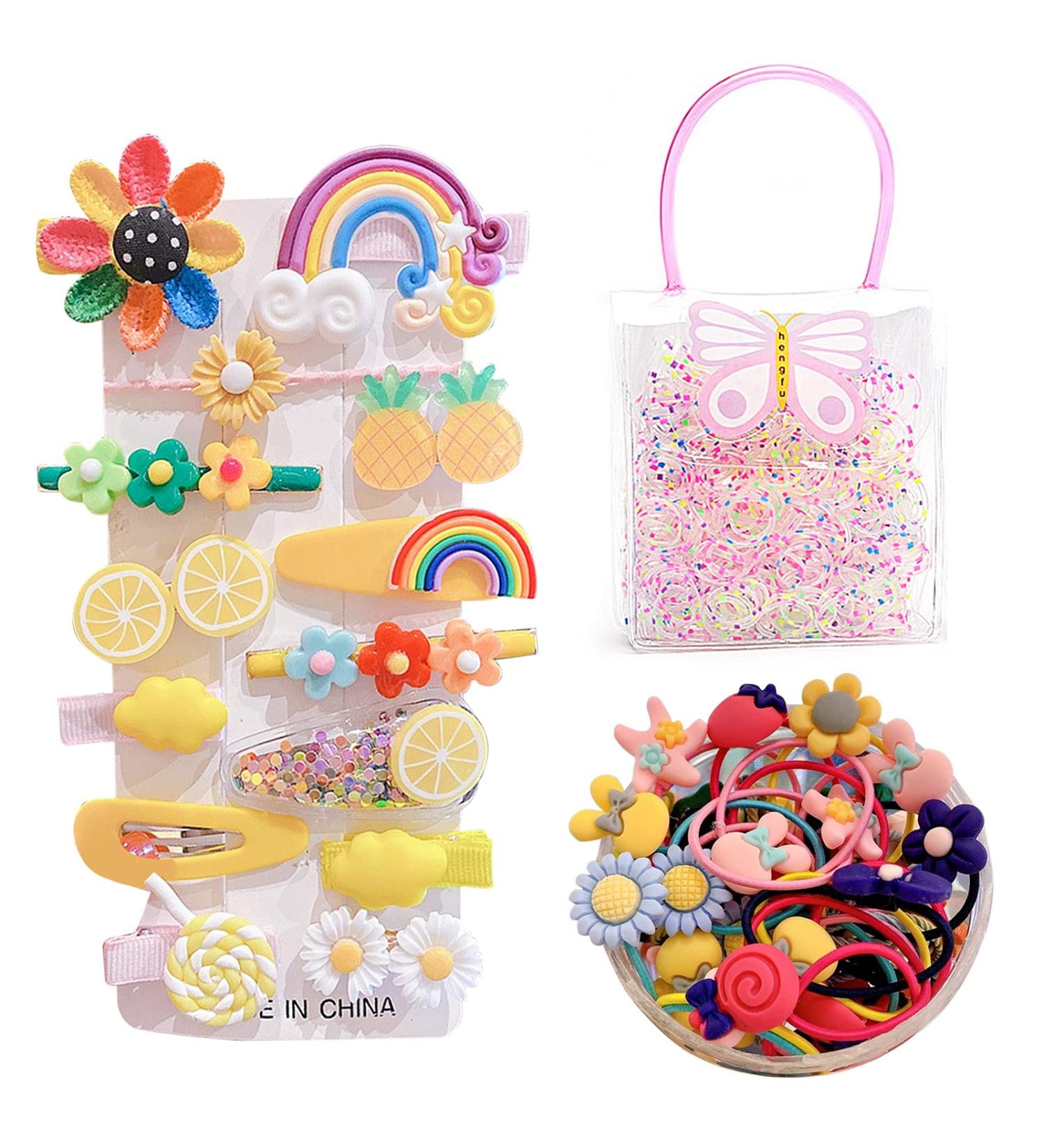 834pcs Girls Hair Accessories Set - Elastic Hair Ties, Hairpins, Clips - Birthday Gift for Toddler Girls - Buy Online on GoSupps.com