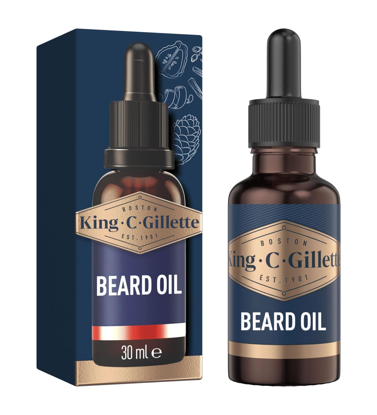 King C. Gillette Beard Oil - 30ml with Argan, Jojoba, Avocado, Macadamia Seed & Almond Oils - Buy Online on GoSupps.com