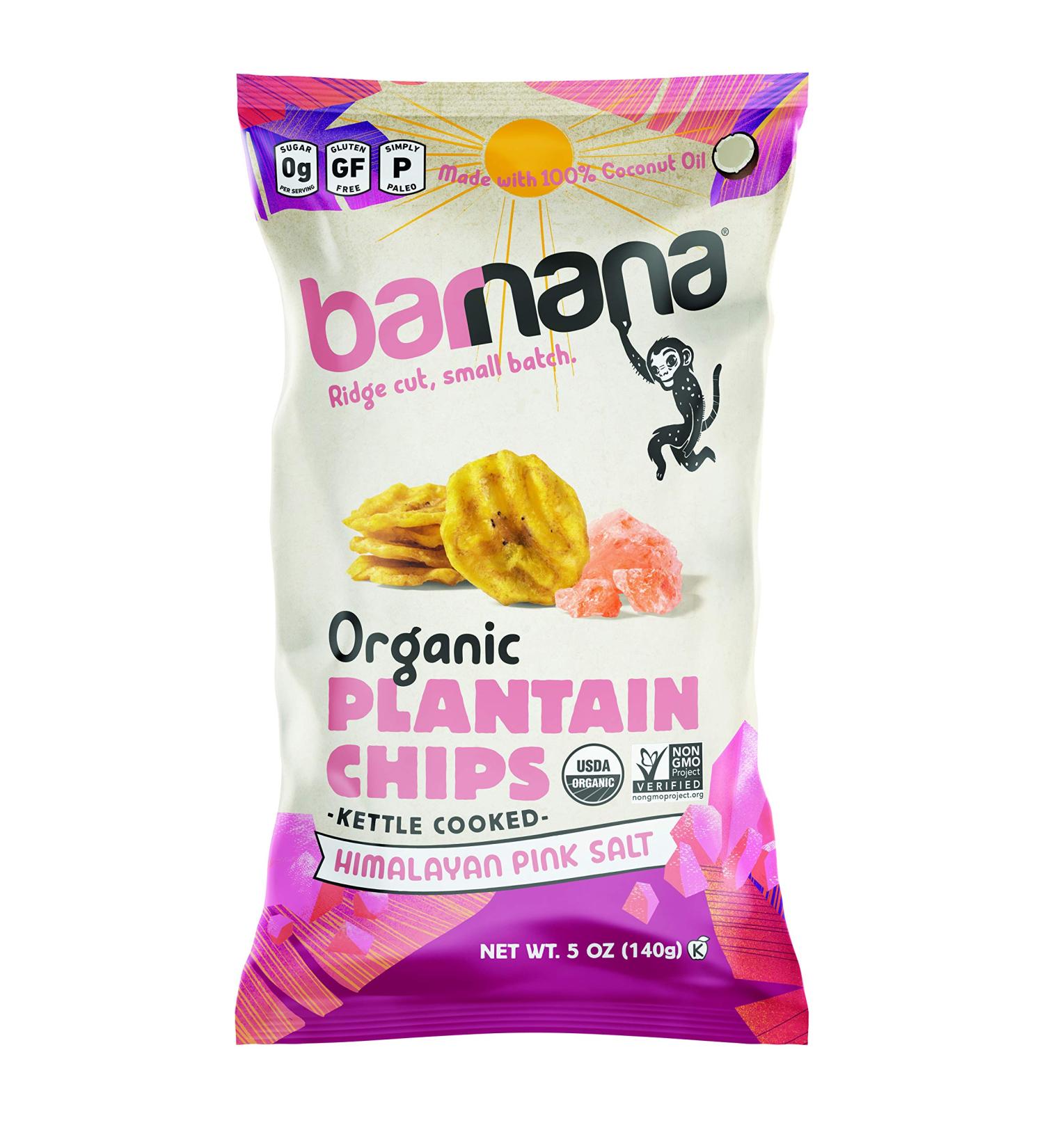 Barnana Organic Plantain Chips - Himalayan Pink Salt, 5 oz | Healthy Snack - Buy Online on GoSupps.com