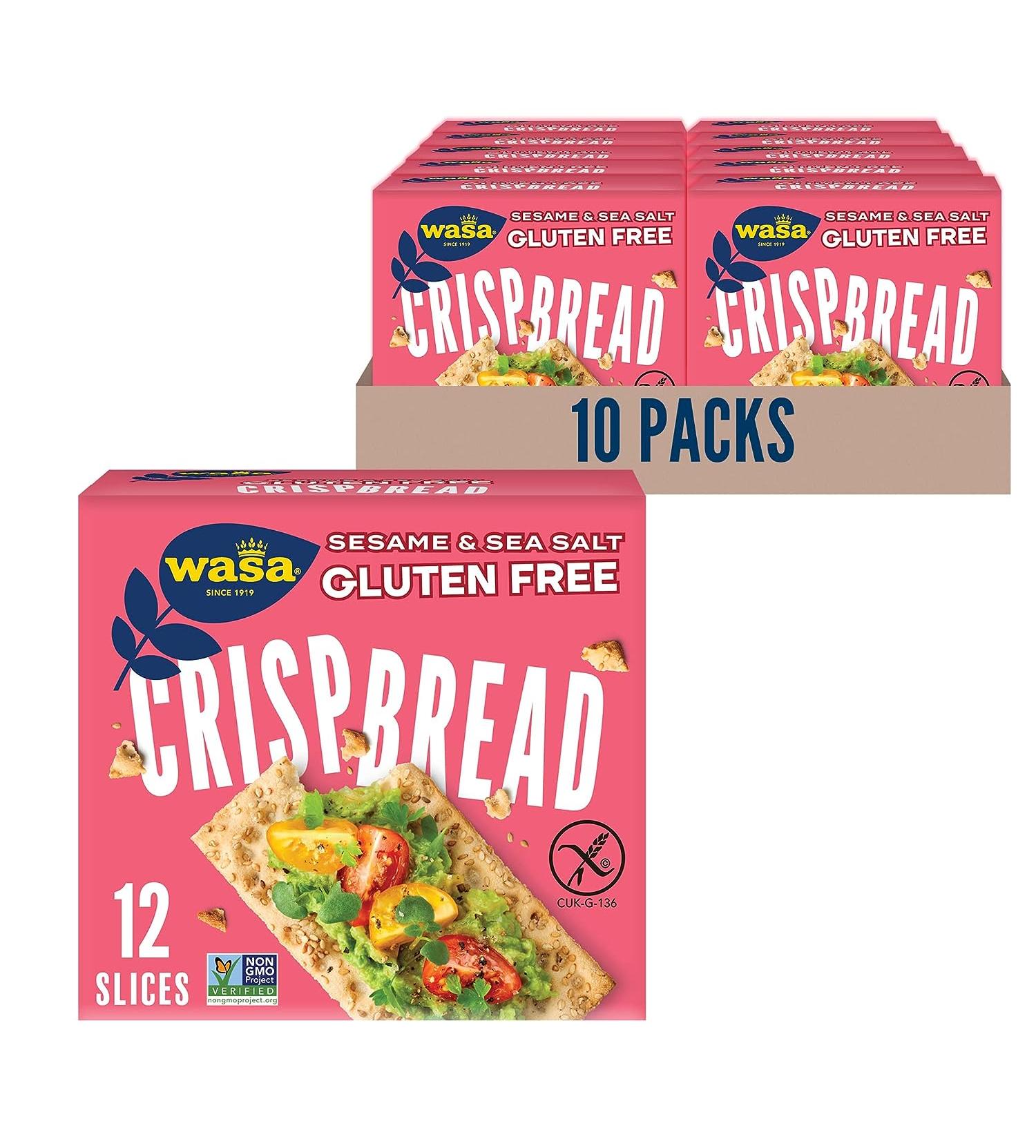 Wasa Gluten Free Sesame & Sea Salt Crispbread 6.1 oz (Pack of 10) - Crunchy and Delicious Sesame & Sea Salt Crispbread 60.1 Ounce Pack - Buy Online on GoSupps.com