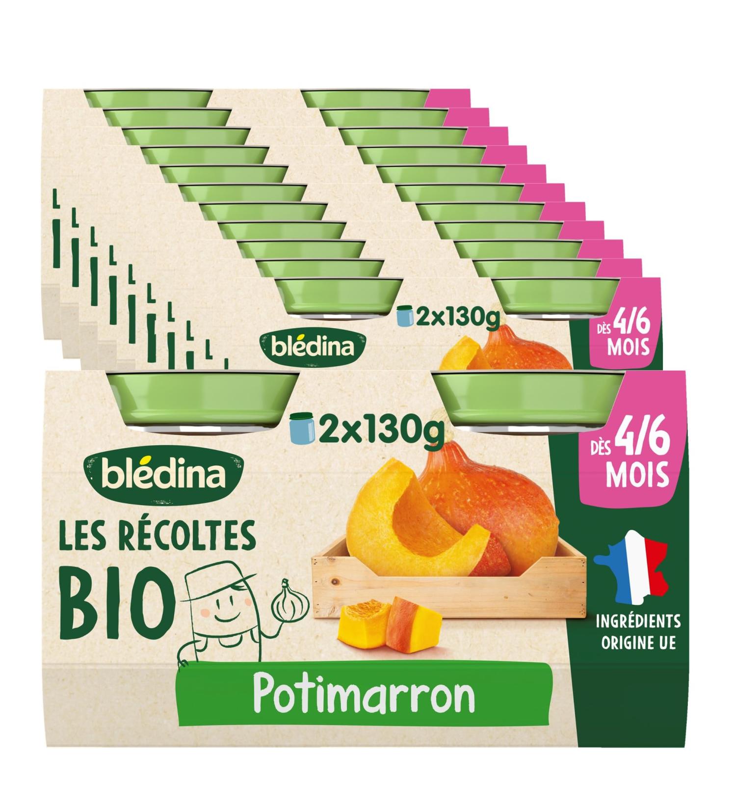 Bl dina Les R coltes Organic Small organic baby jars from 4/6 Months Pumpkin 2x130g (Packx12) (Packaging may vary)