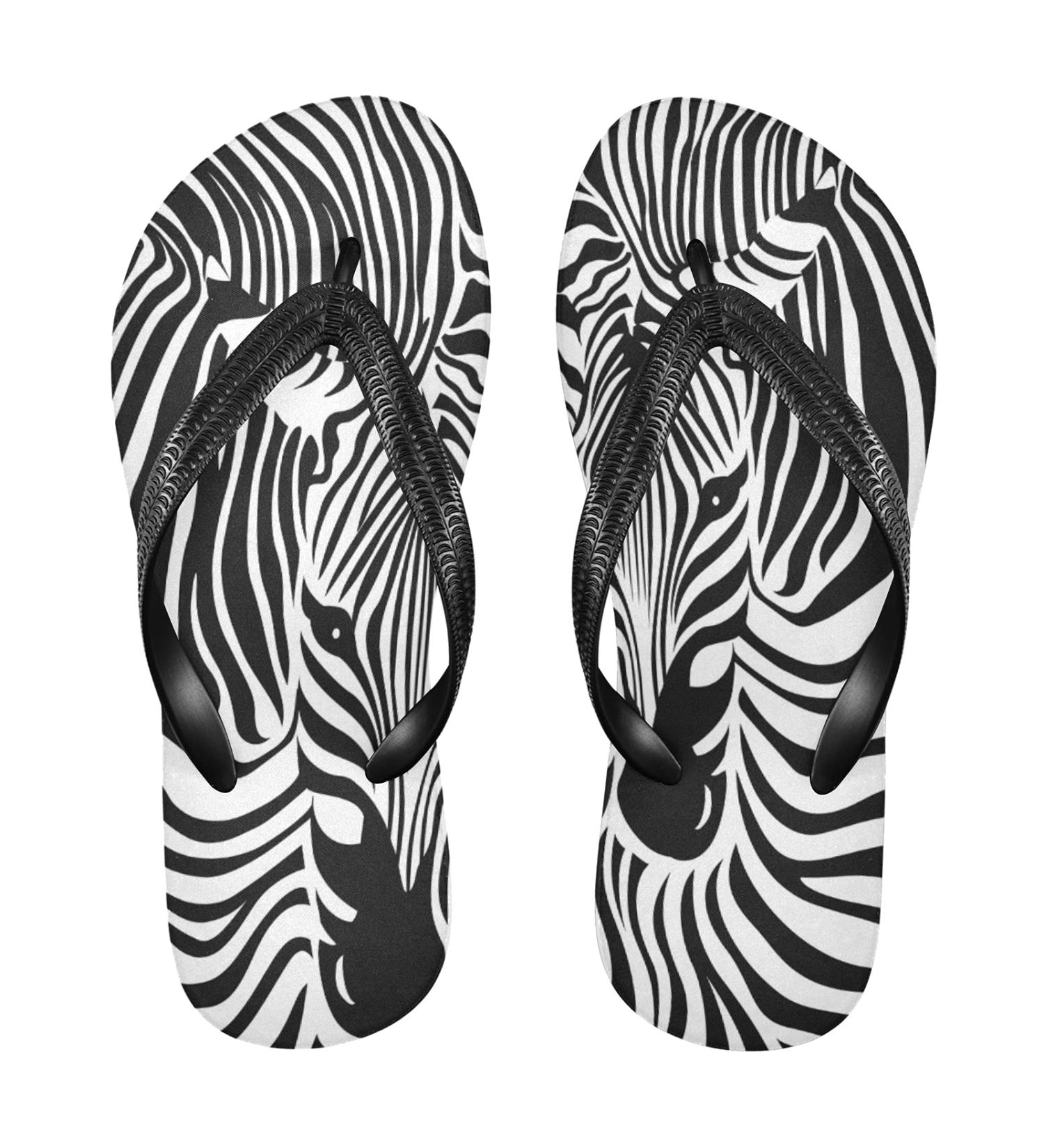 Mnsruu Zebra Pattern Flip Flops | Stylish & Comfortable Multi-Colored Footwear for Home Hotel Spa & Travel Unisex Large Size - Buy Online on GoSupps.com