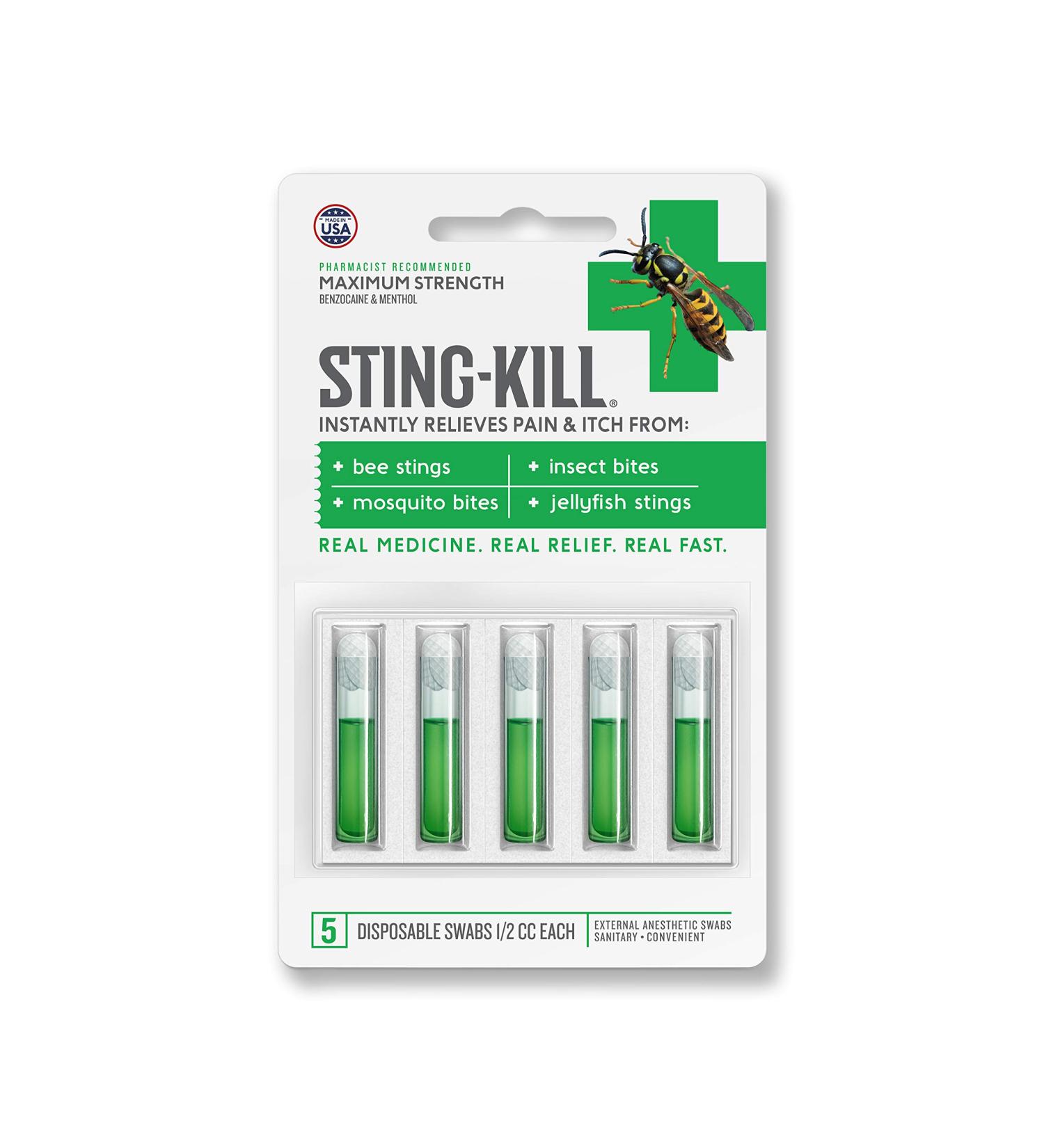 Sting-Kill Disposable Swabs - 5 Count | Fast-Acting Relief for Insect Bites and Stings - Buy Online on GoSupps.com