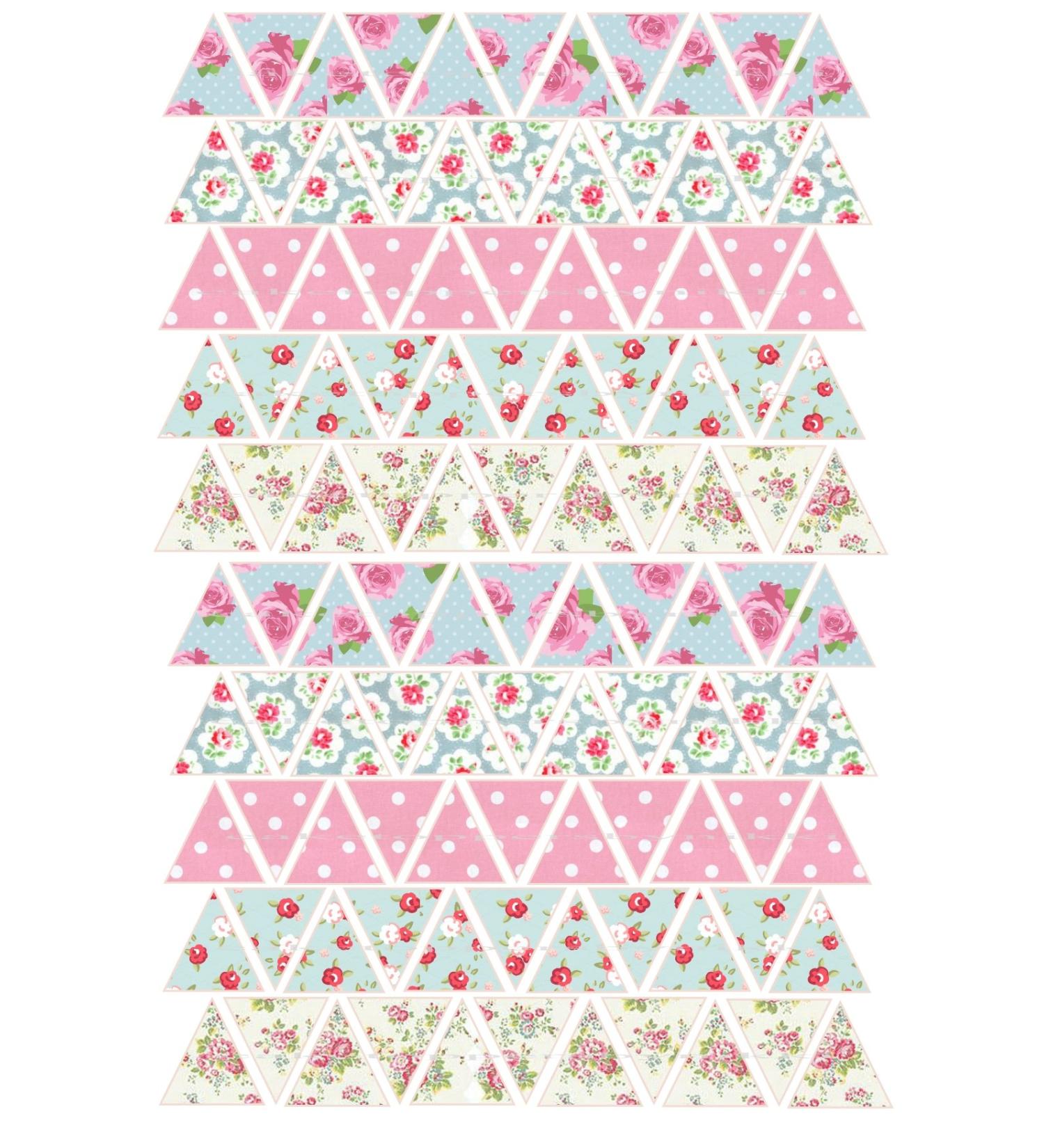 110 Edible Icing Bunting Flags Vintage Shabby Chic Floral Cake Cupcake Topper Weddings Christenings Birthdays - Buy Online on GoSupps.com