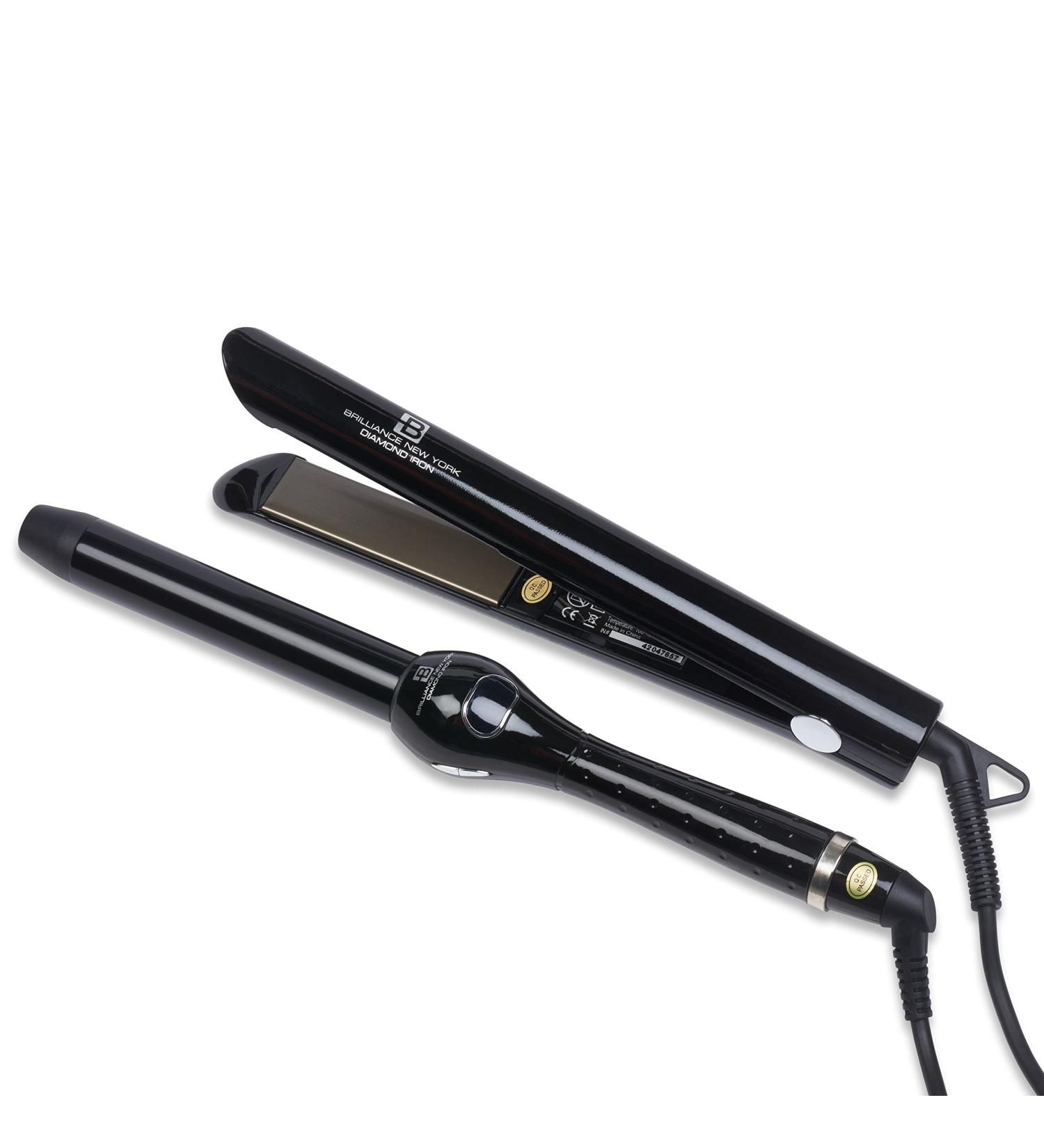 Brilliance New York Pro 1 Flat Iron & Clipless Curling Iron Duo - Black | Professional Hair Styling Tools for Effortless Waves & Sleek Looks - International Shipping Available - Buy Online on GoSupps.com