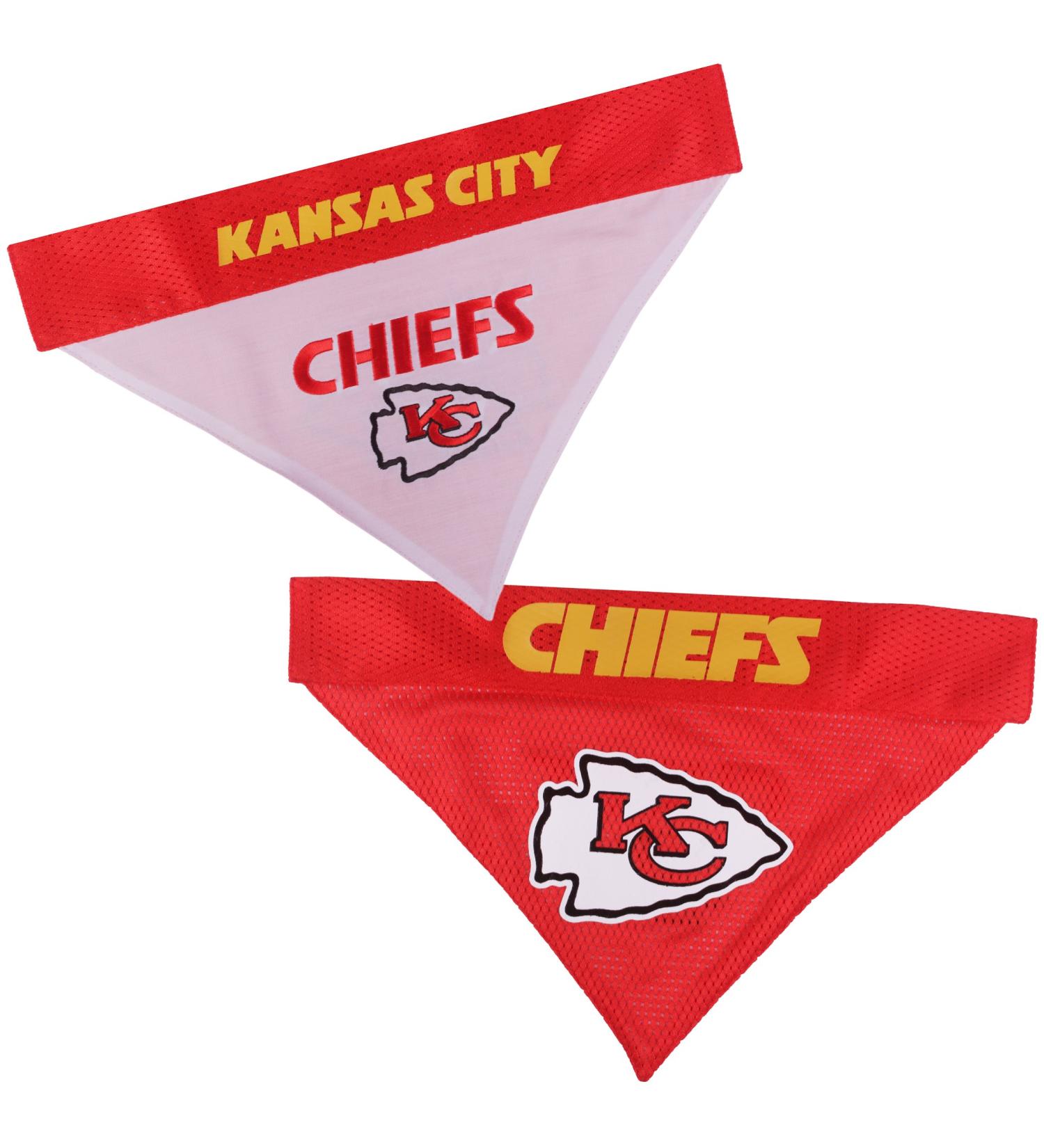 Kansas City Chiefs NFL Reversible Dog Bandana - Small/Medium | Premium Embroidery Team Logo | Officially Licensed NFL Pet Gear - Buy Online on GoSupps.com
