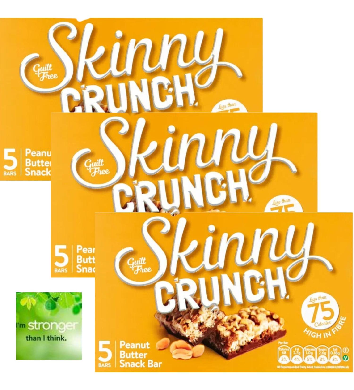 3 x Bundle Containing Skinny Crunch Peanut Butter & Chocolate Snack Bars With Oerich Inspirational Card - Buy Online on GoSupps.com