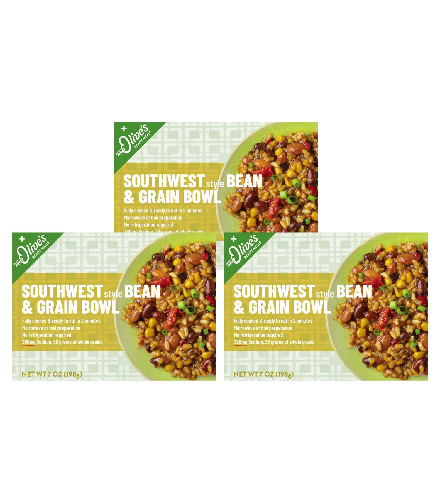 Miss Olives Southwest Style Bean & Grain Bowl Low Sodium Ready Meal 7oz (Pack of 3) - Buy Online on GoSupps.com