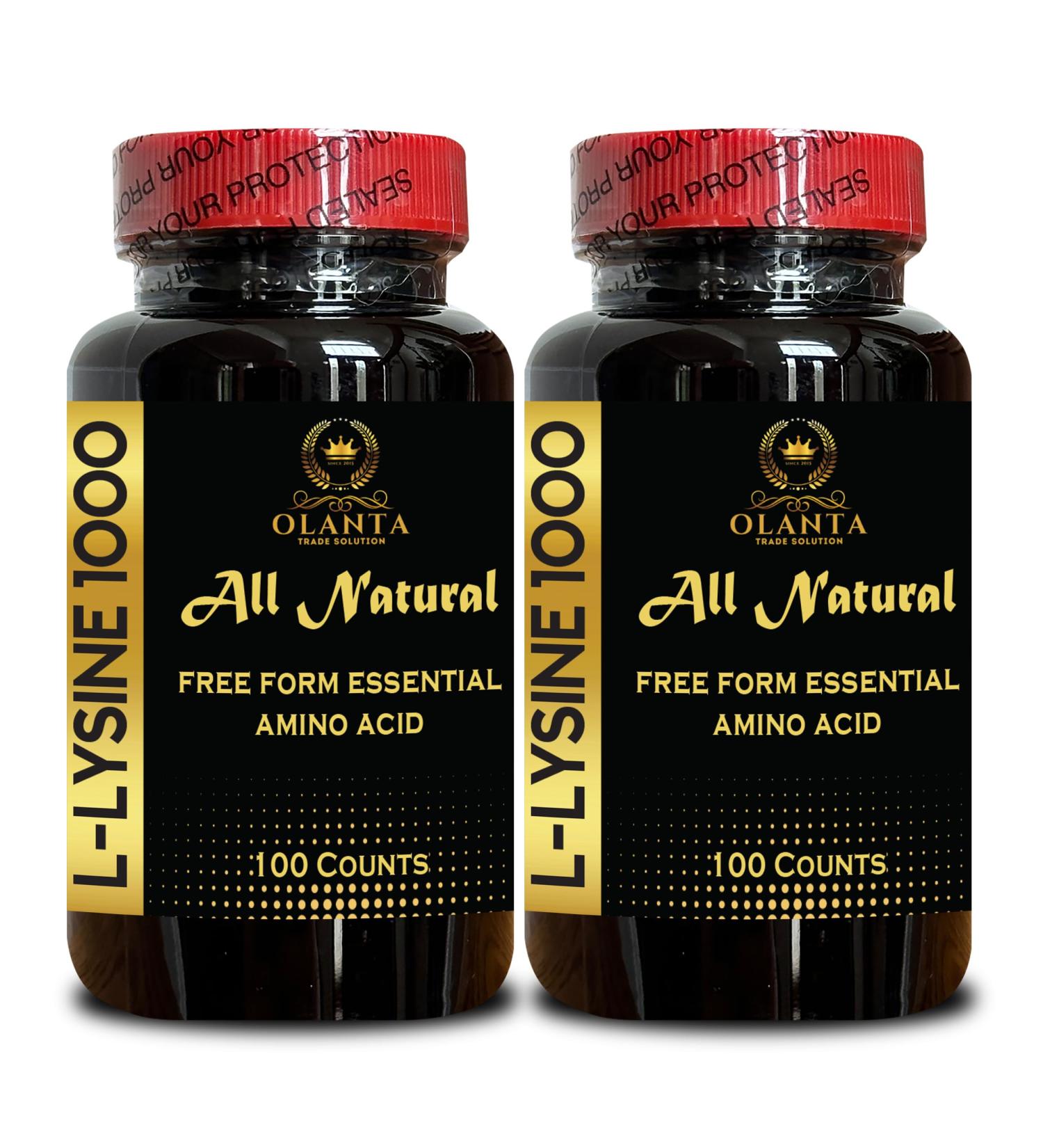 L-LYSINE 1000 mg Free Form Amino Acid Essential - Promotes Healthy Skin Hair Nails & Joints Supports Healthy Metabolism Lysine for Adults Vitamins Tissue Health - 2 Bottles 200 Counts - Buy Online on GoSupps.com