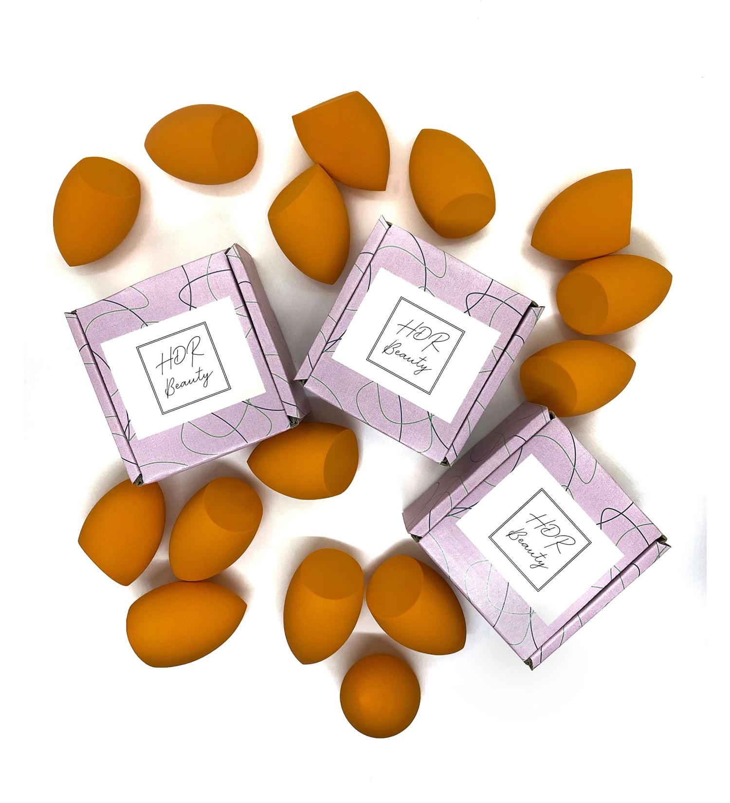 3 x HDR Beauty Blender Makeup Sponge - Foundation Sponge - Make up sponge - Edged Design Fine Pore Sizes and Soft Latex Free Material Perfect for Powders Creams and foundation Cosmetics (Orange) Orange (Set of 3) - Buy Online on GoSupps.com