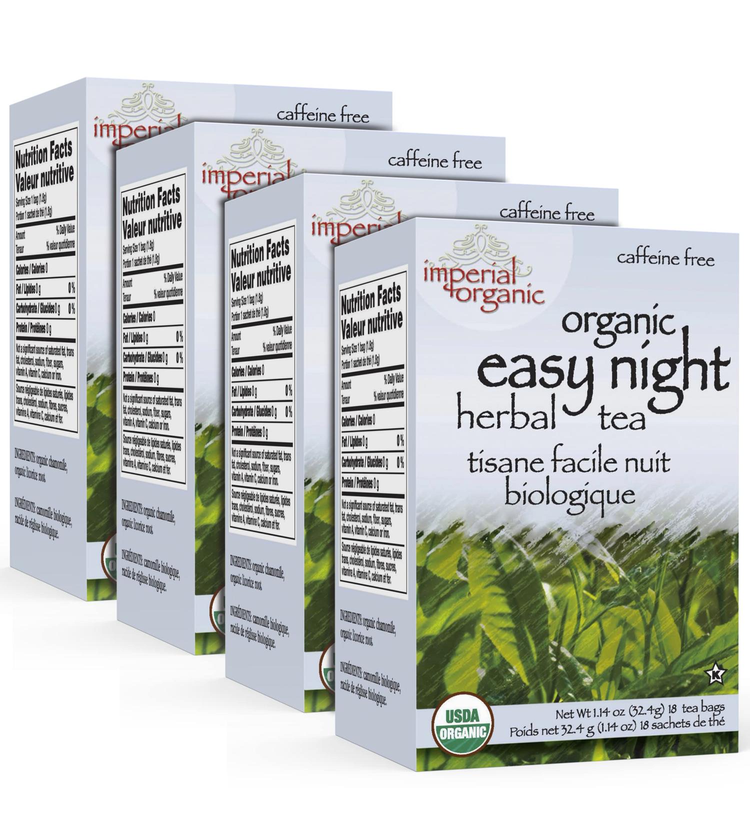 imperial organic Easy Night Herbal Tea Chamomile Tea with Licorice Root Caffeine Free Soothing 18-pack - Buy Online on GoSupps.com