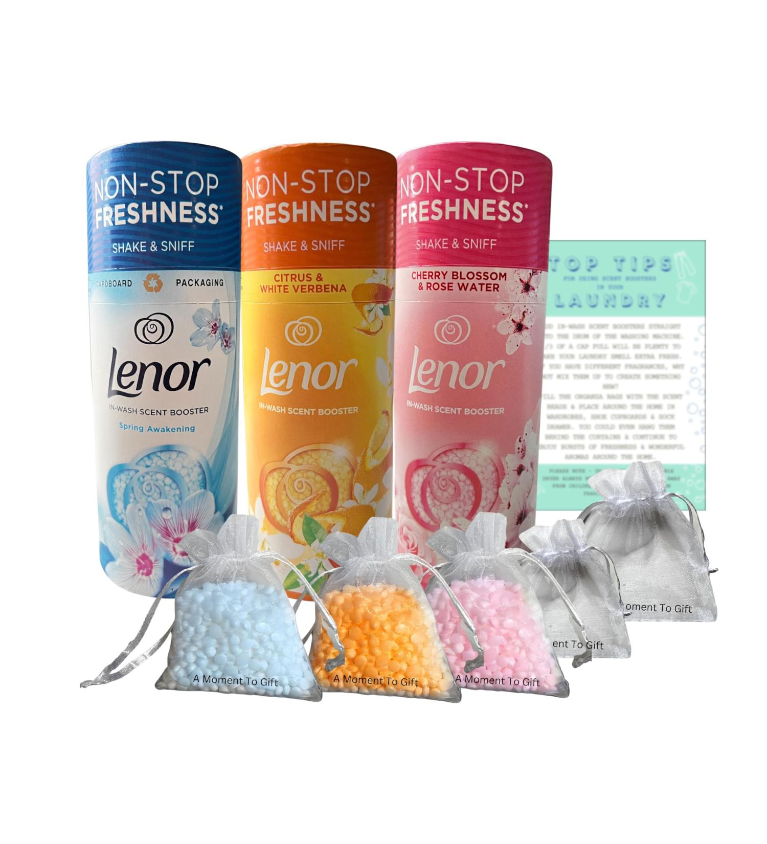 Lenor in Wash Scent Boosters Beads Spring Awakening Citrus White Verbena & Cherry Blossom Rose Water 176g bundled with 5xOrganza Bags & Top Tips - Buy Online on GoSupps.com