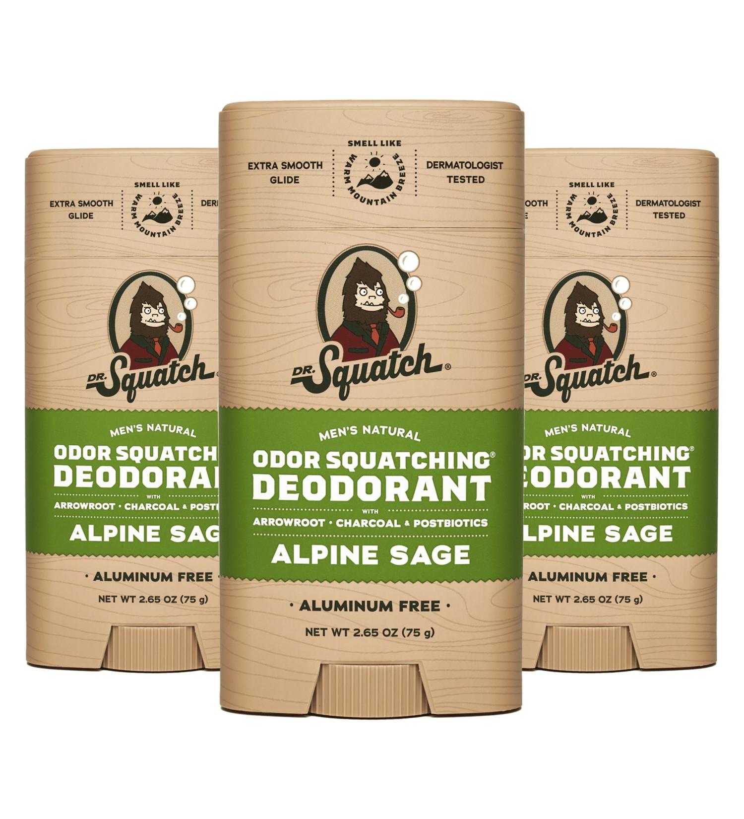 Dr. Squatch Natural Deodorant for Men - 3 Pack Alpine Sage Aluminum Free Odor-Squatching Formula | Shop Now - Buy Online on GoSupps.com