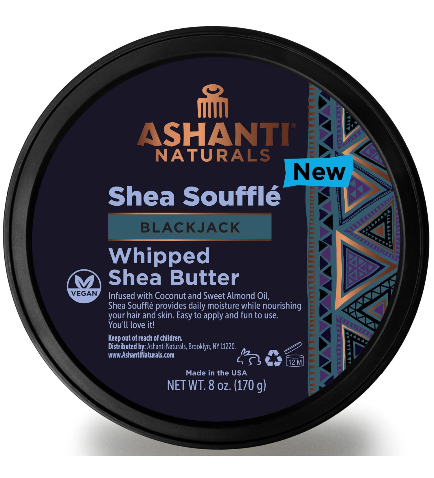 Ashanti Naturals Scented Whipped Shea Butter | African Men's Body Butter with Coconut and Almond Oil - Blackjack Souffle 8 oz - Buy Online on GoSupps.com