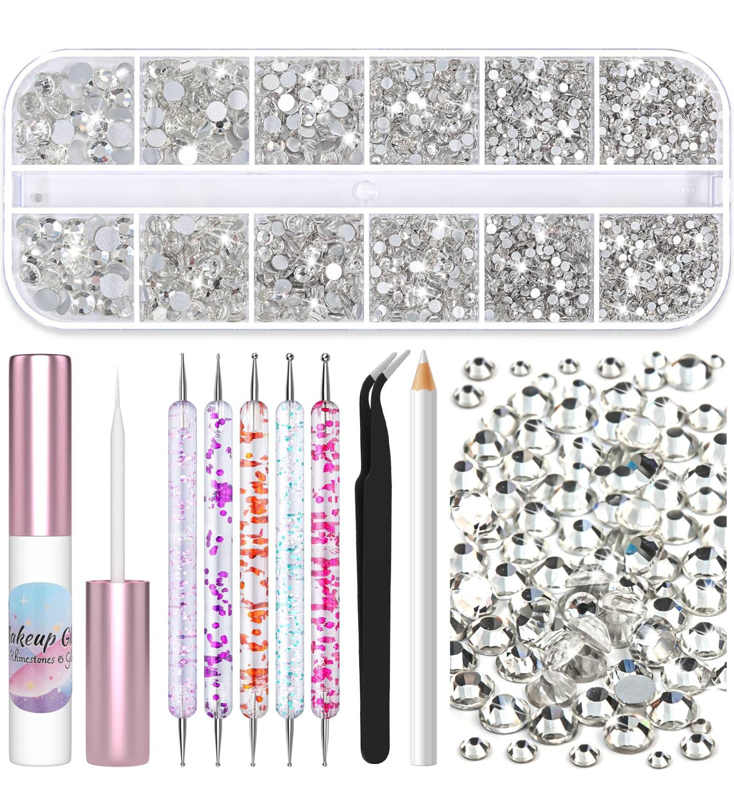 3600Pcs Face Gems Rhinestones Set with Makeup Glue - Shynek Eye & Hair Rhinestone Kit for Nail Art & Crafts - Buy Online on GoSupps.com