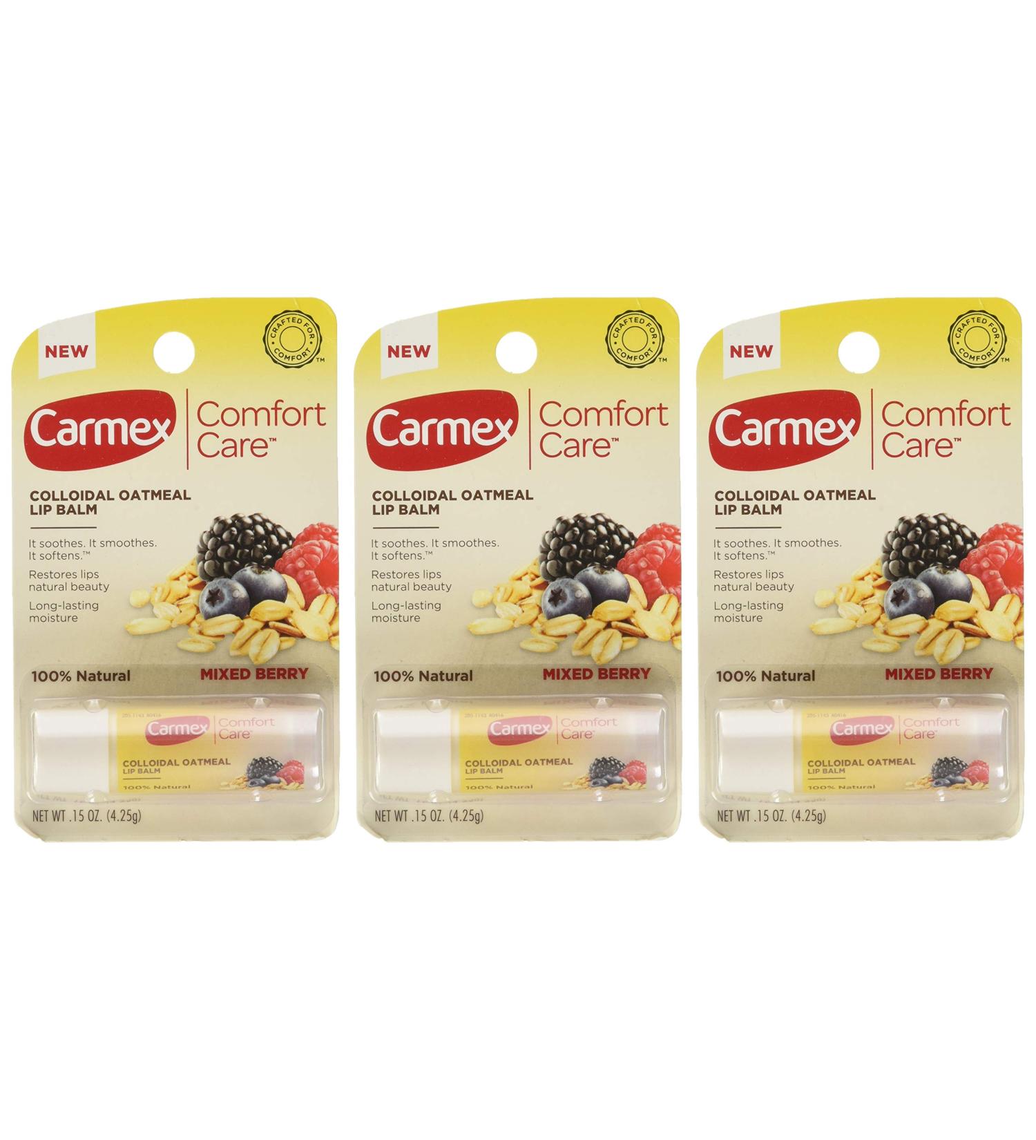 Carmex Comfort Care Mixed Berry Lip Balm with Colloidal Oatmeal - Pack of 3 - Buy Online on GoSupps.com