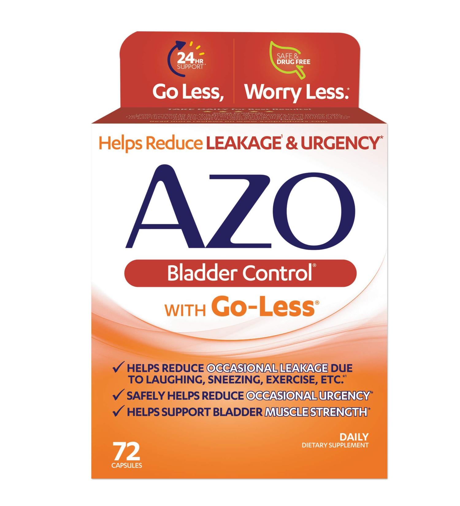 AZO Bladder Control with Go-Less - 72 Capsules | Reduce Occasional Urgency & Leakage - Buy Online on GoSupps.com