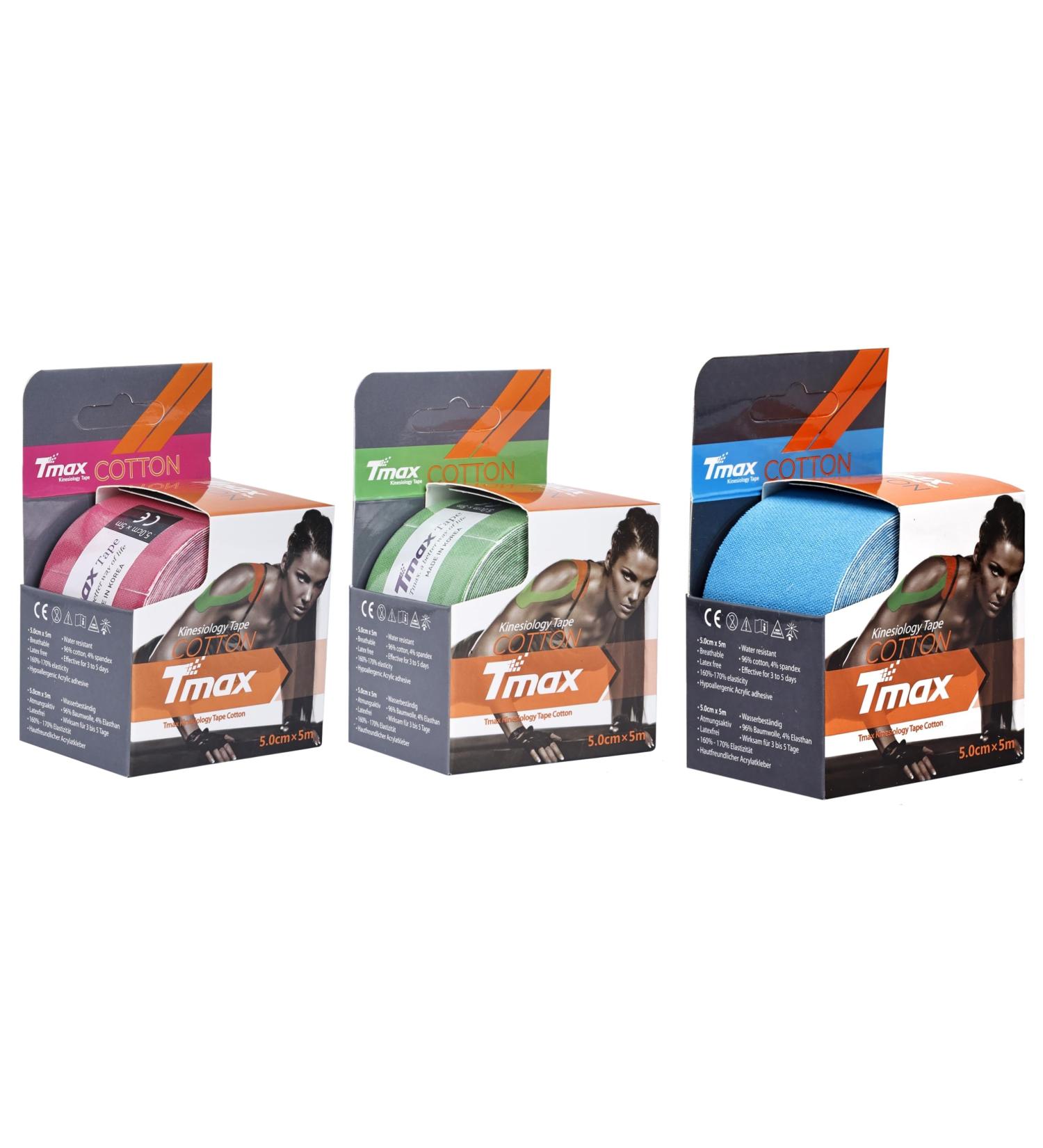 Tmax Waterproof Kinesiology Tape | Athletic Muscle Support & Pain Relief | Joint Support Physiotherapy (Pack of 3 - Buy Online on GoSupps.com