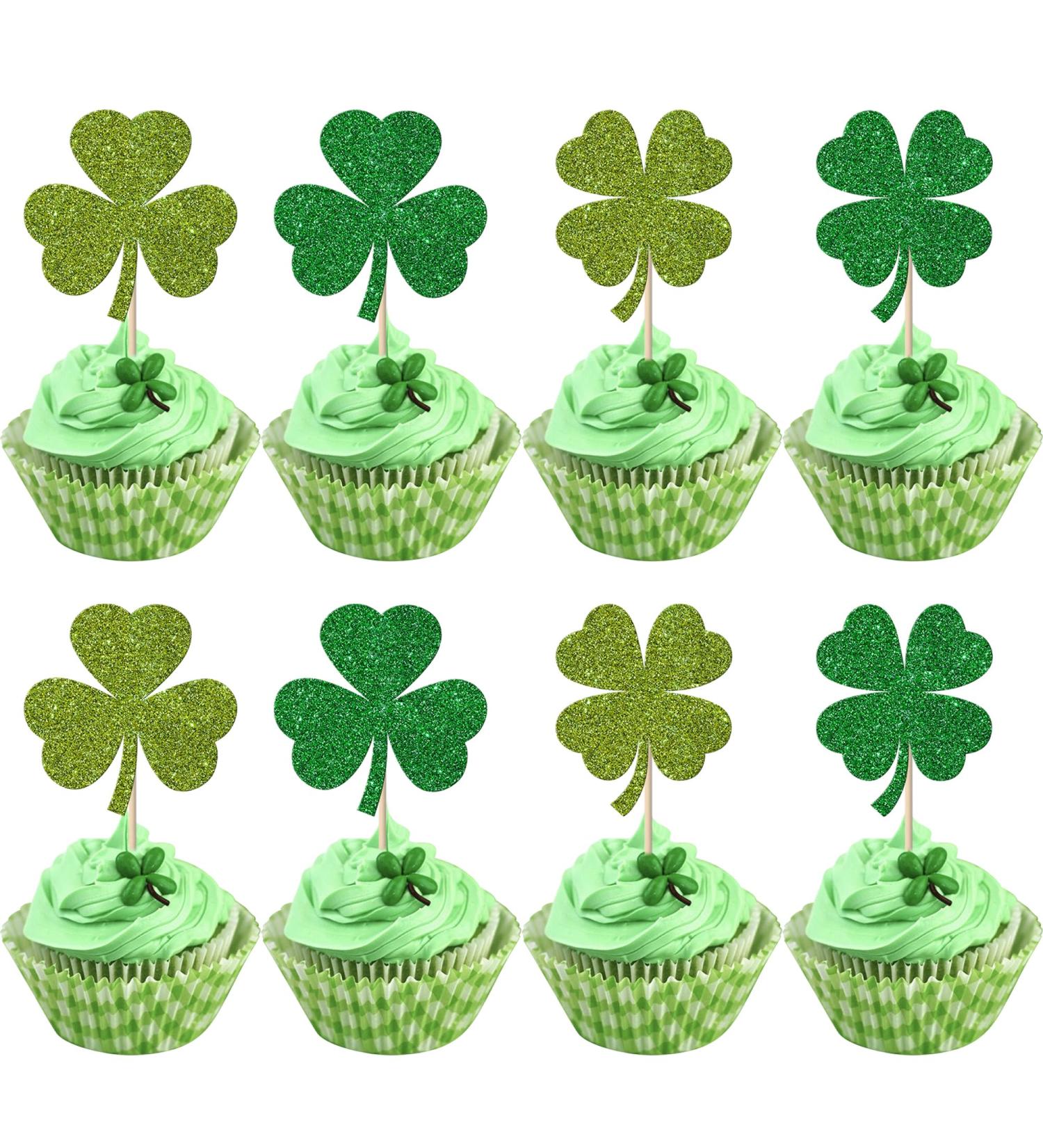 36 Pack Lucky Four Leaf Clover Cupcake Toppers Glitter St.Patrick's Day Shamrock Cupcake Picks for Baby Shower St Patrick's Day Kids Birthday Party Cake Decorations Supplies Gree 14 - Buy Online on GoSupps.com