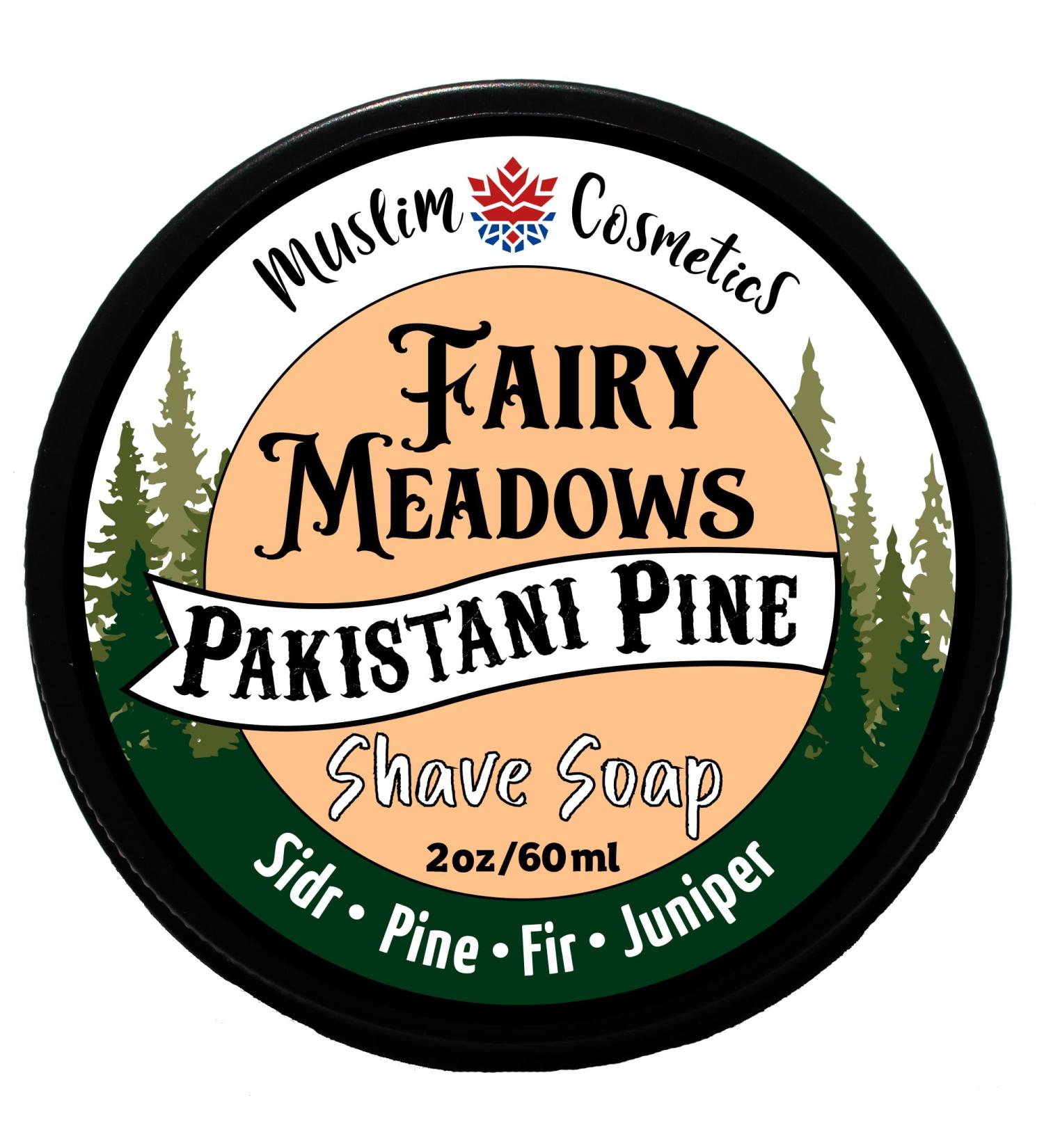 Pakistani PINE Shave soap - Rare blend of oils from trees from High Alps/Mens Natural solid shaving cream/Leaves skin soft // Made in Canada - Muslim Cosmetics - Fairy Meadows 2oz