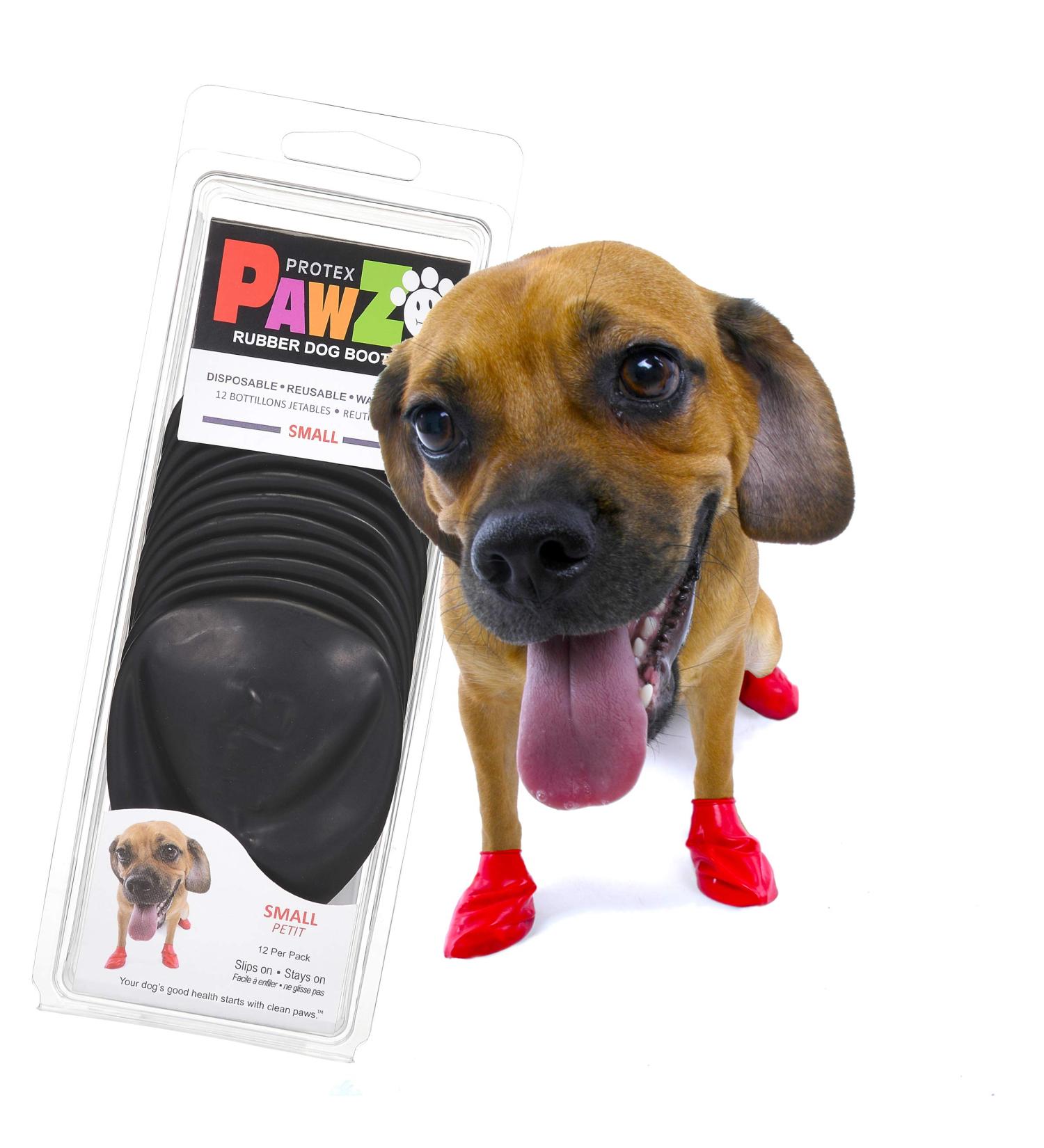 PawZ Rubber Dog Boots - Waterproof Snow Booties for Dogs - 12 Pack Small Black Dog Shoes - Buy Online on GoSupps.com