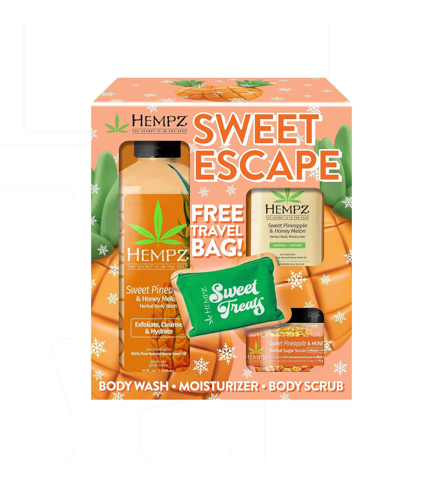 Shop Hempz Sweet Escape Holiday Gift Set - Pineapple & Honey Melon Body Wash Scrub & Moisturizer | Ideal for Dry Skin | International Shipping Available - Buy Online on GoSupps.com