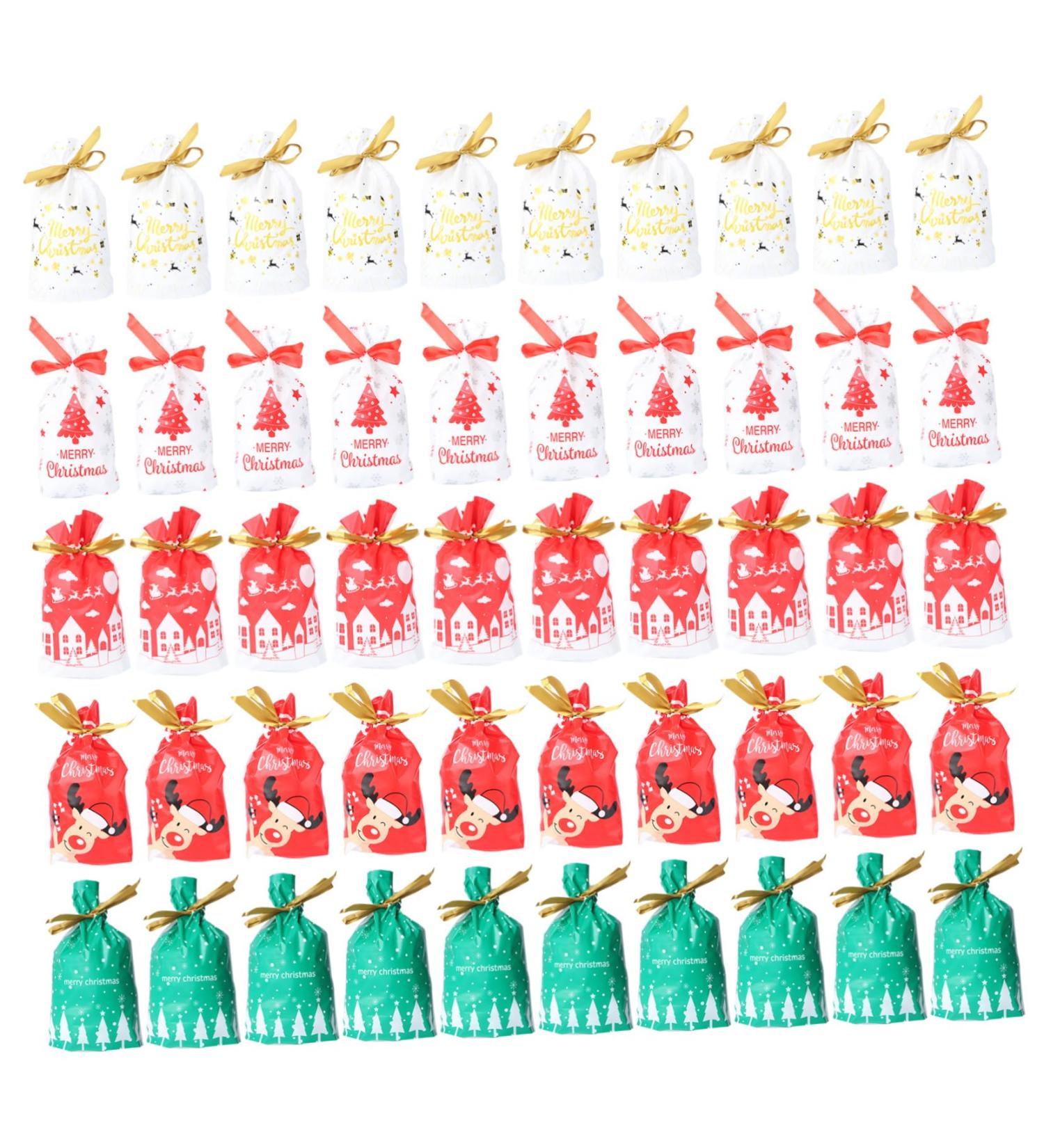 KOMBIUDA 50pcs Christmas Bundle Pocket Christmas Candy Basket Bags Christmas Bundle Bag Bag Biscuit Sack - Buy Online on GoSupps.com