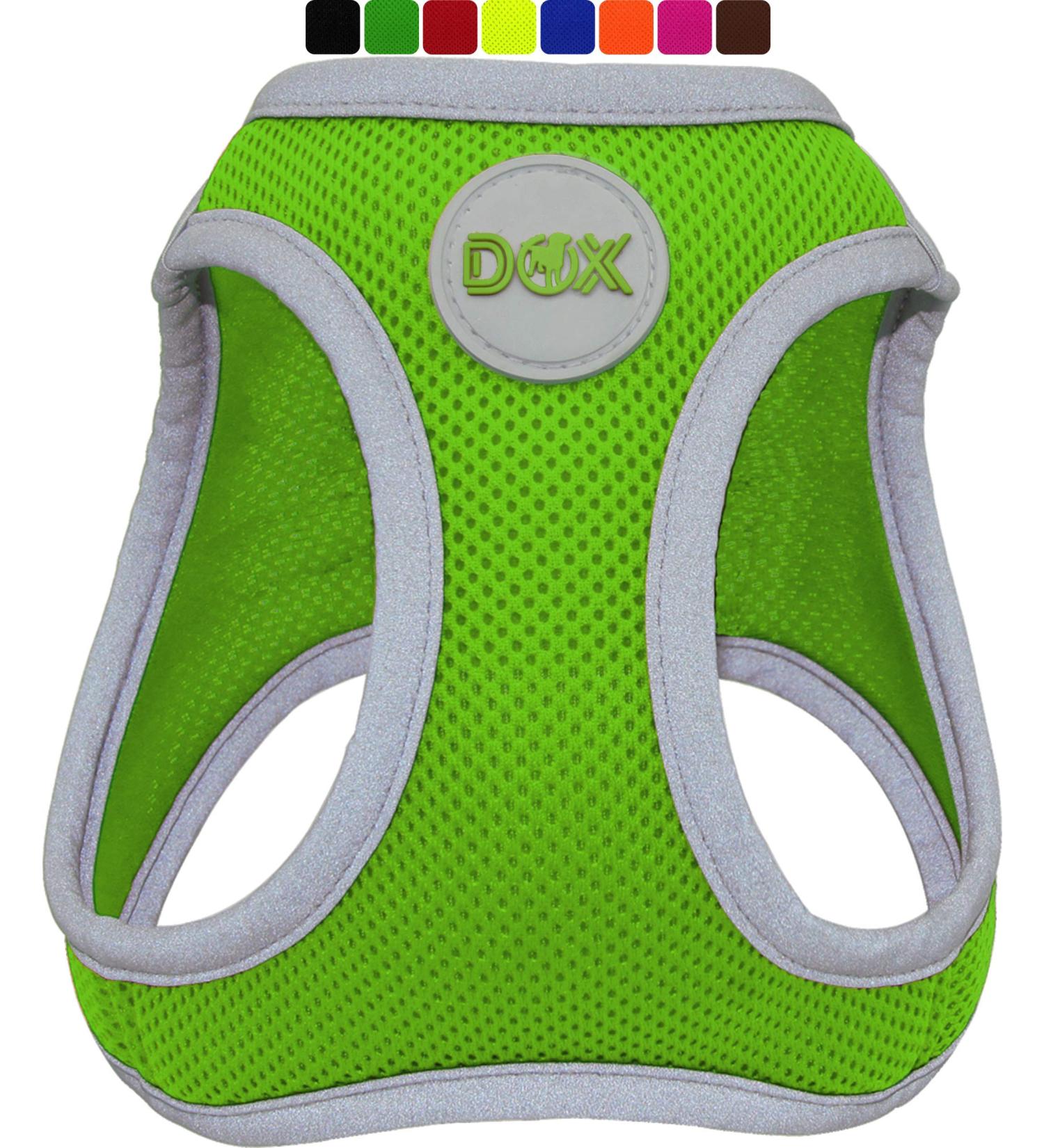 Ddoxx Reflecting Airmesh Step-in Dog Harness - Adjustable Green Puppy Vest for All Sizes (L) - Breast Size: 43-48 cm - Buy Online on GoSupps.com