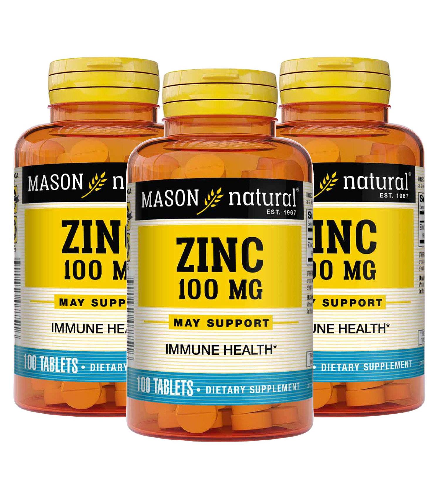 Mason Natural Zinc 100mg - Boost Immunity & Health | 100 Tablets - Buy Online on GoSupps.com