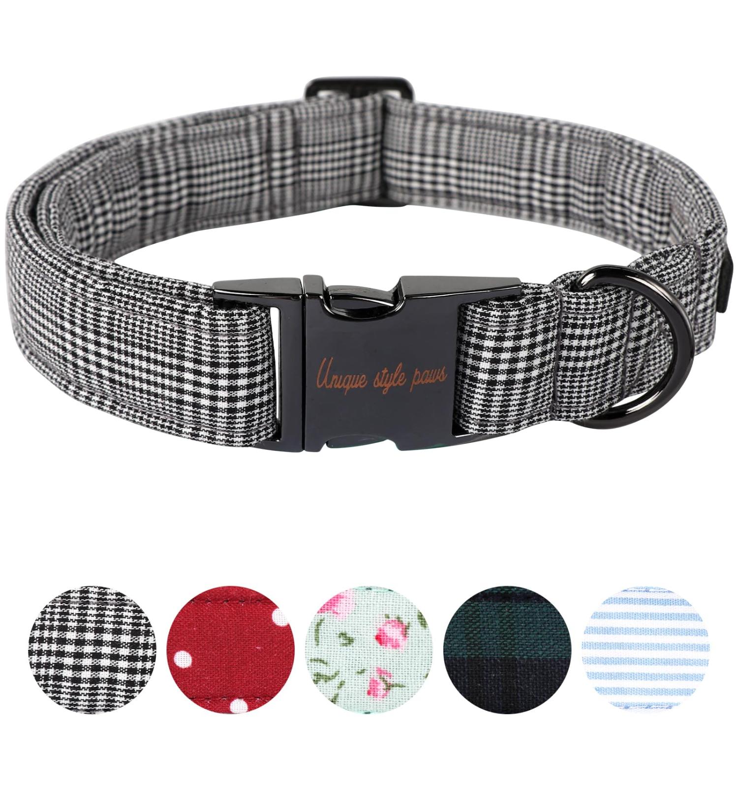 Unique Style Paws Adjustable Dog Collar & Leash - Black Checkered for Small & Medium Dogs & Cats - International Shipping Available - Buy Online on GoSupps.com