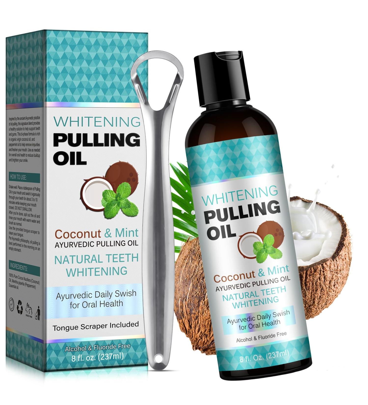 Coconut & Mint Brightening Oil Mouthwash | Alcohol-Free Tooth Whitening & Fresh Breath - 8 fl. oz (237ml) - Buy Online on GoSupps.com