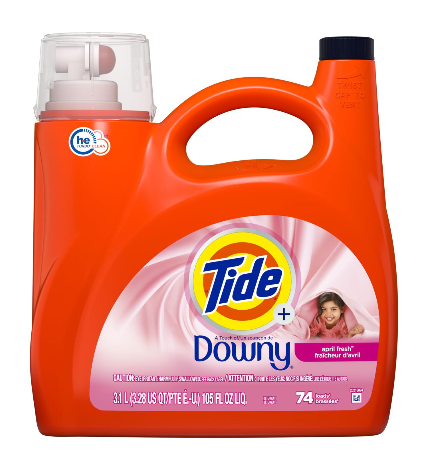 Tide Plus A Touch of Downy Liquid Laundry Detergent April Fresh Scent 105 fl oz 74 Loads HE Compatible
