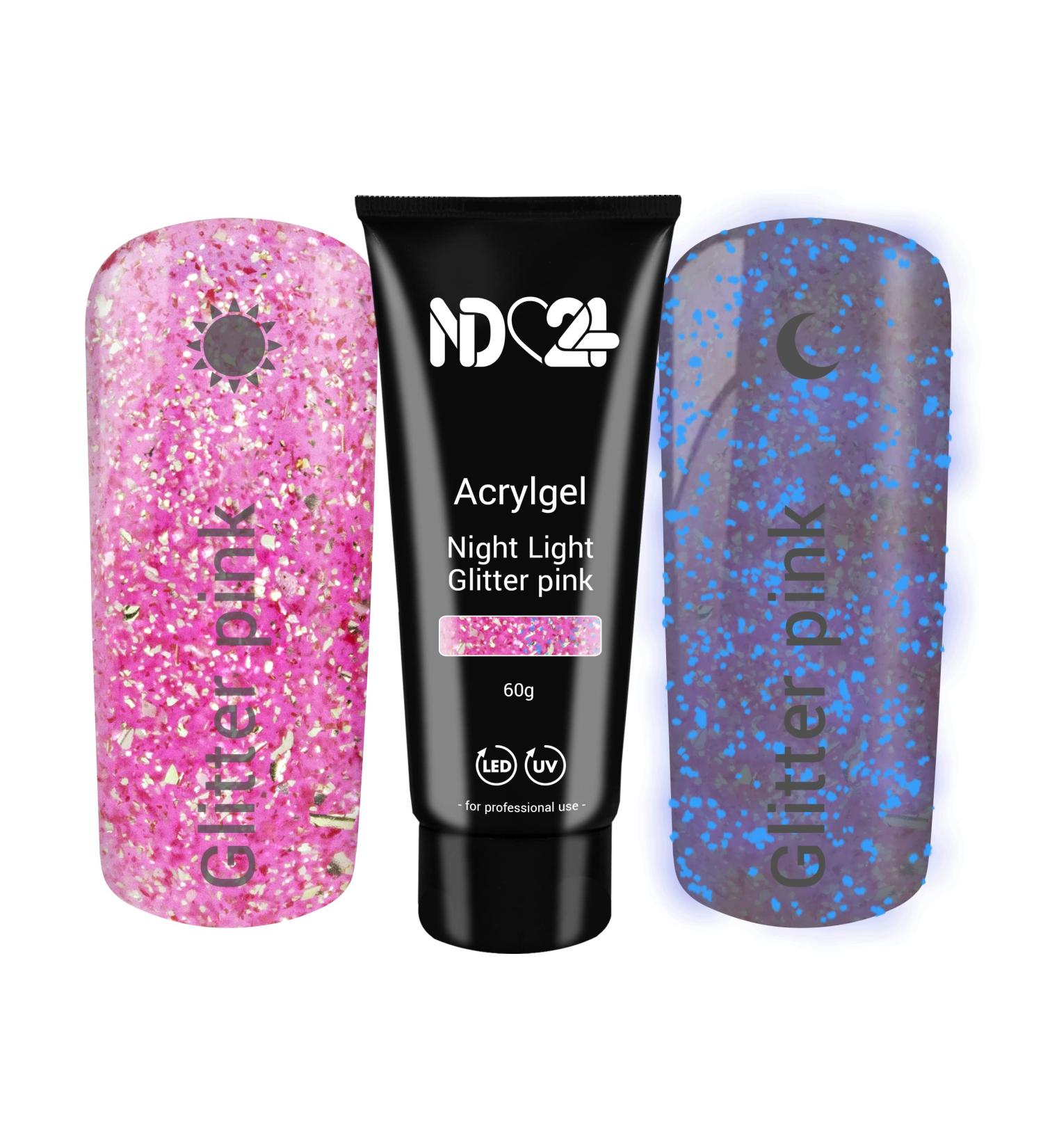 Buy Acrylic Effect Gel Tube 60G - Night Light Glitter Pink | International Shipping Available - Buy Online on GoSupps.com