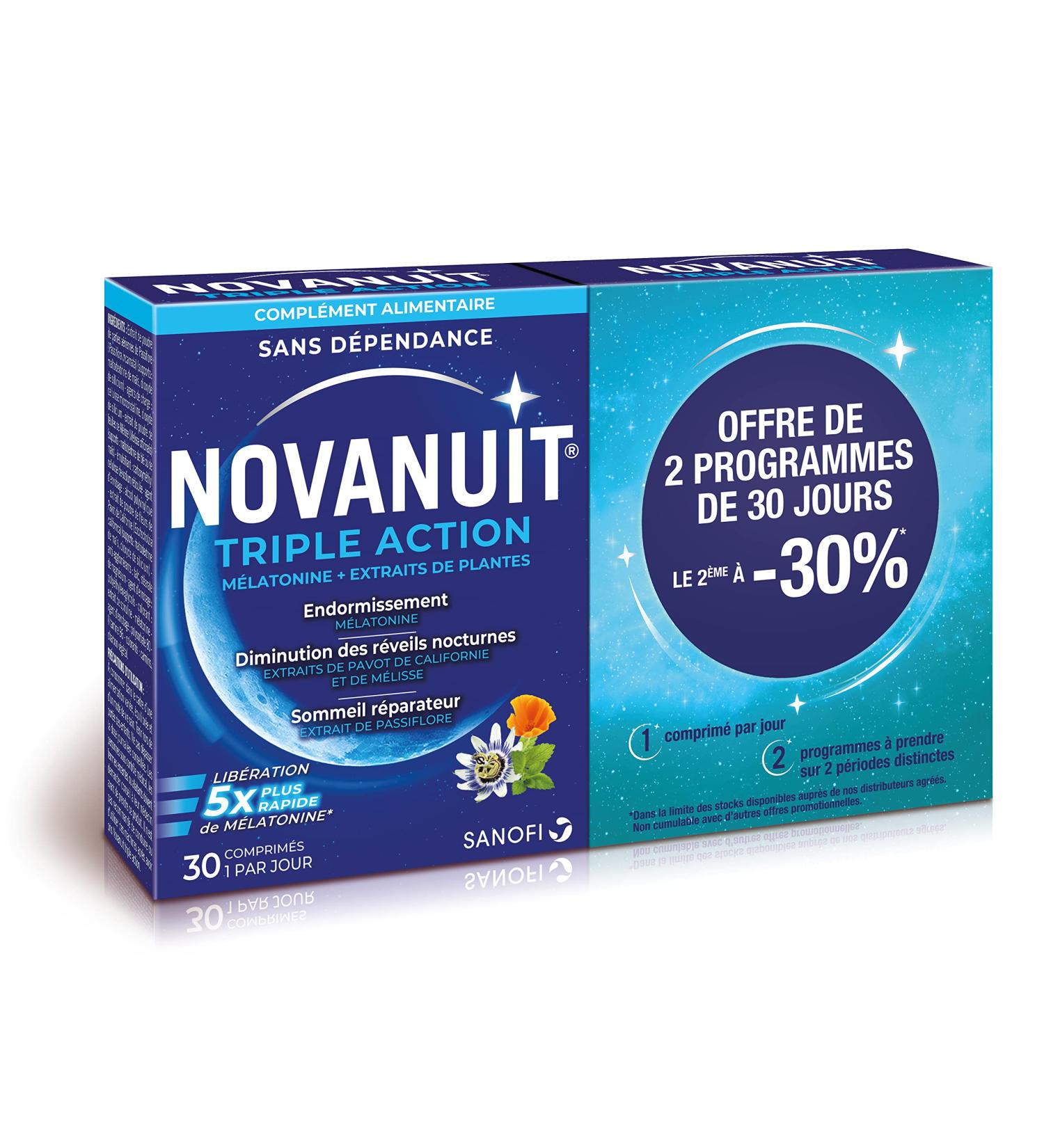 NOVANUIT Triple Action - Food Supplement - Sleep - 2 Boxes of 30 Tablets - Buy Online on GoSupps.com