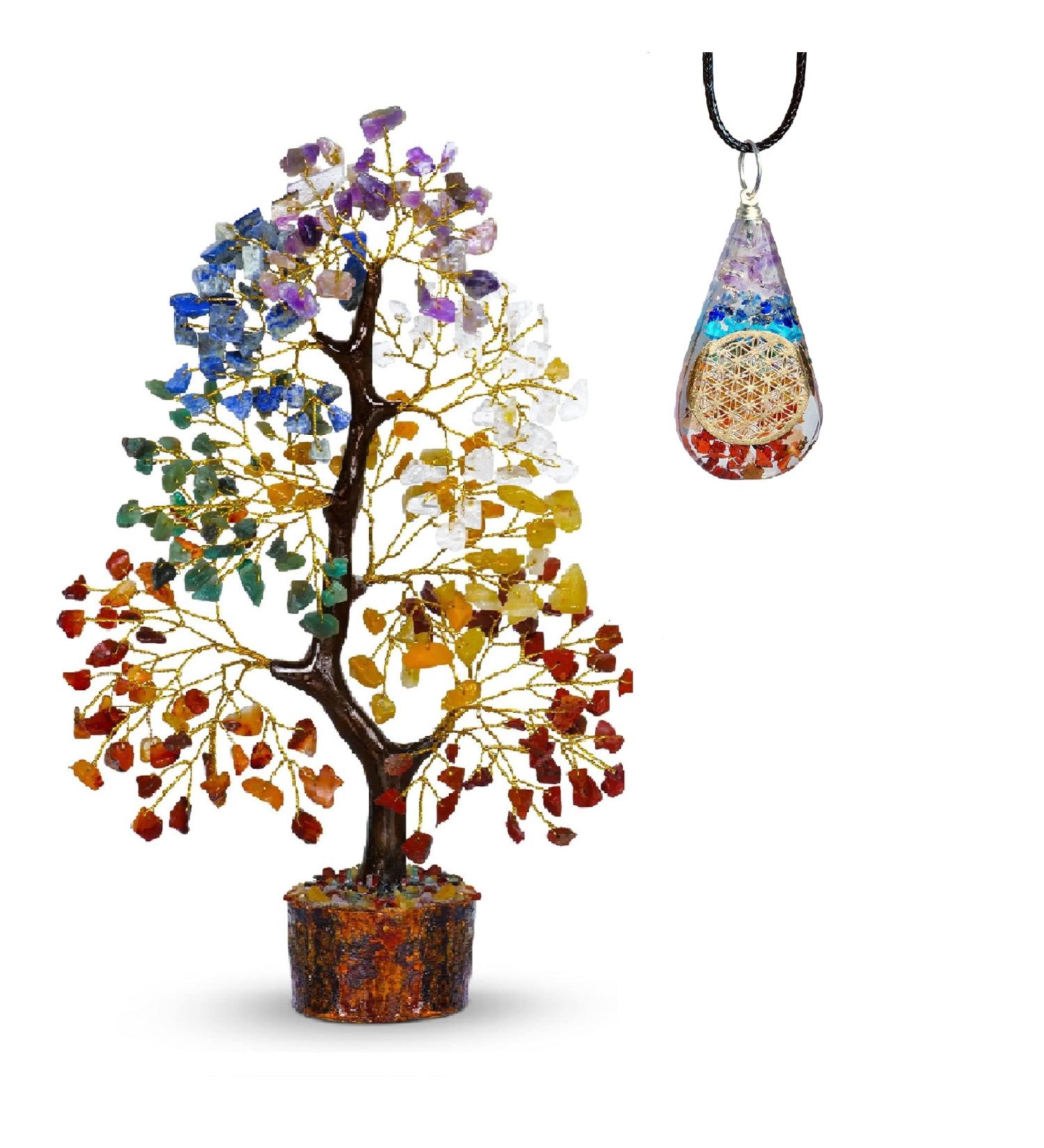 PYOR Healing Money Tree - 7 Chakra Stones - Bonsai Tree Decor - Good Luck Pendant - Gifts for Women - Buy Online on GoSupps.com