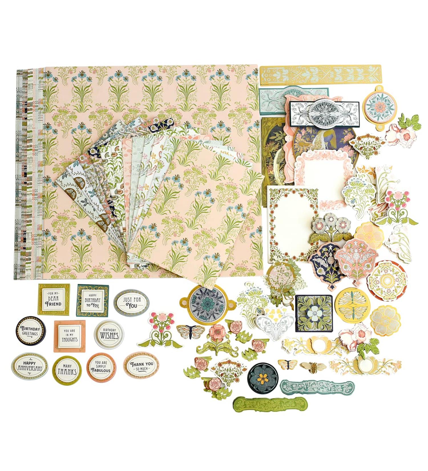 Anna Griffin Salon Nouveau Paper Crafting Kit - Card Making & Scrapbooking Supplies - 32pcs 12x12 Cardstocks, Embellishments, Sentiments for Invitations & Greeting Cards - Buy Online on GoSupps.com