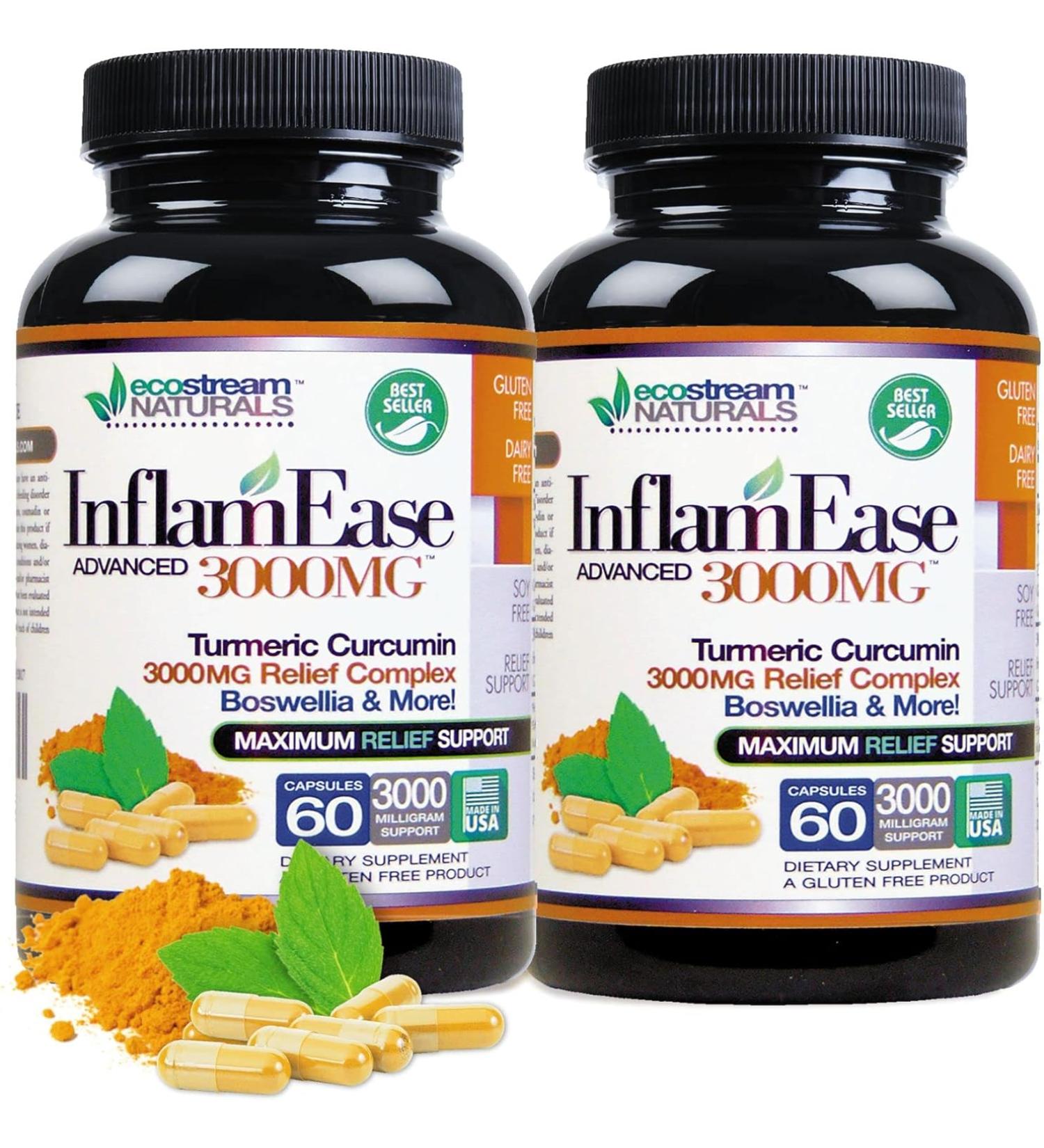 Pack of 2 - Advanced InflamEase with Turmeric  Curcumin  Enzymes and Boswellia - Vegetarian (Packaging May Vary) - Buy Online on GoSupps.com