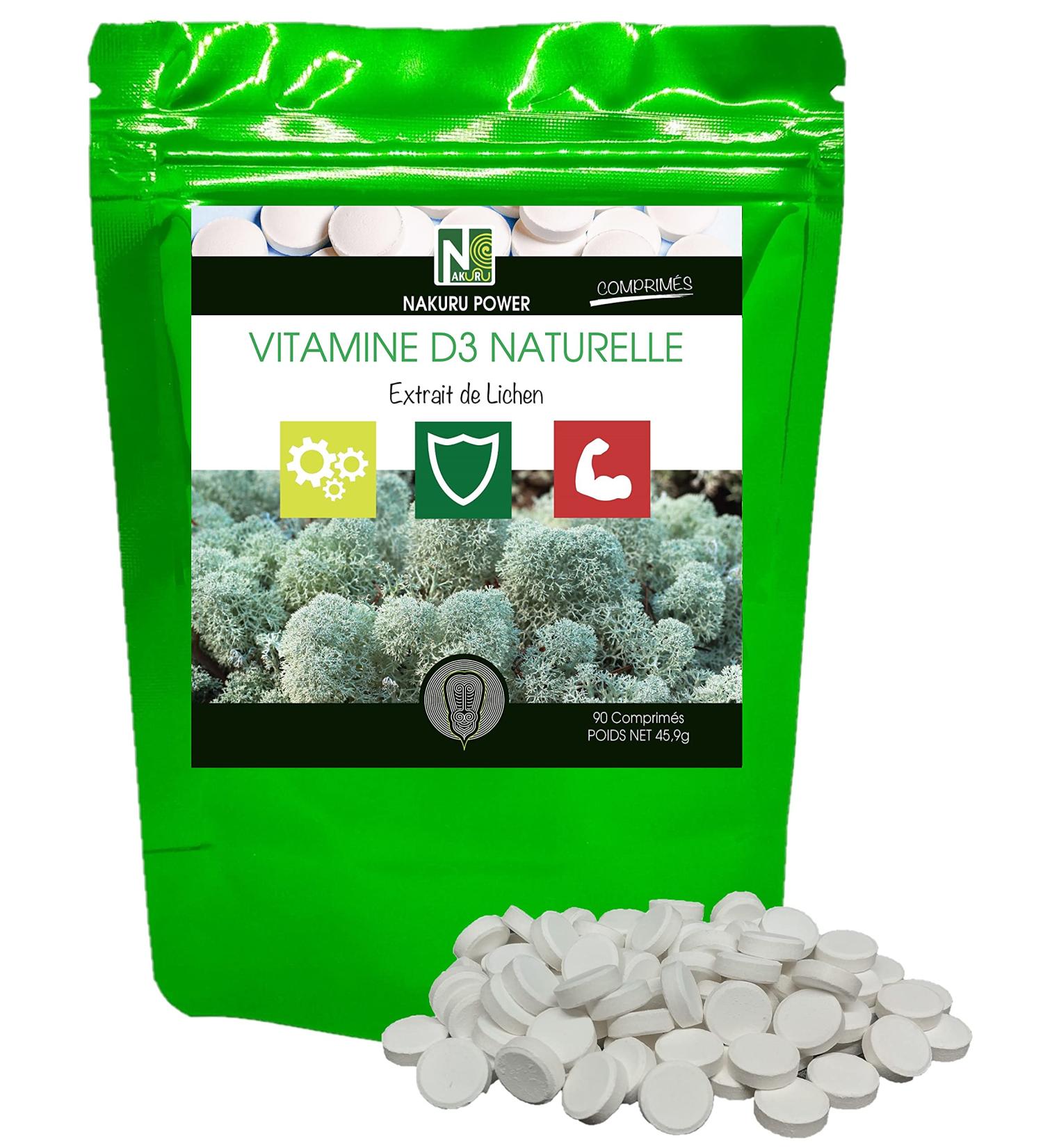 NAKURU | Natural Vitamin D3 2000 IU | Lichen Extract | Power Range | Made in France | (90 Tablets of 510mg / Net Weight: 46g) - Buy Online on GoSupps.com