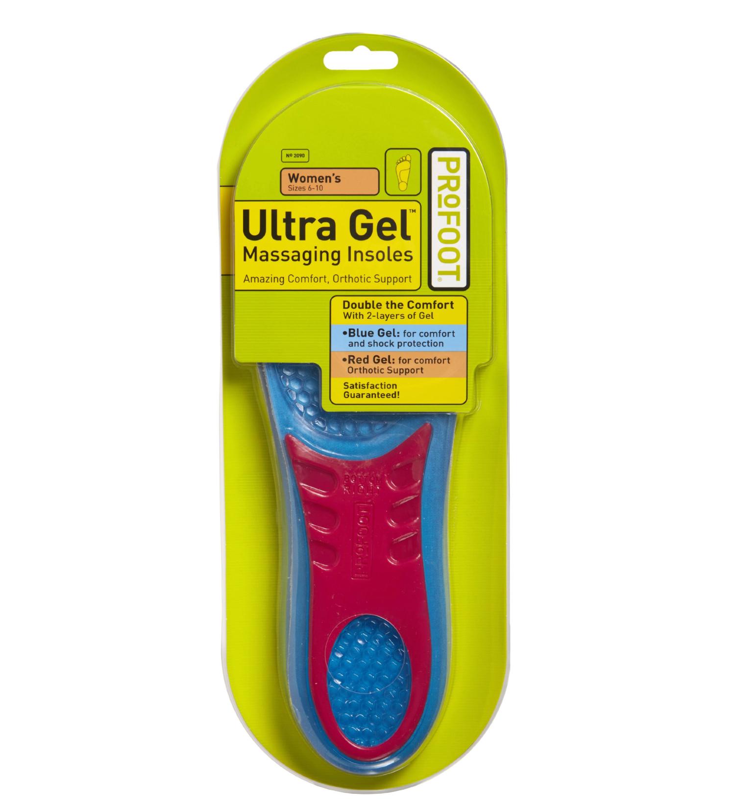 Profoot Ultra Gel Massaging Insoles Women's 6-10 1 Pair (Pack of 2)