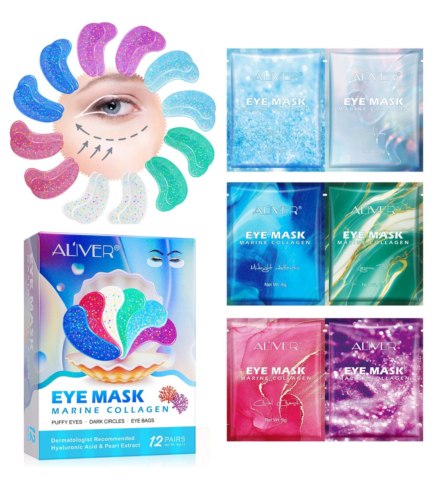 JYHSGD Eye Gels Mask Pearl Collagen Marine Eye Masks - 12 Pairs for Anti-Aging, Wrinkles, Puffy Eyes & Dark Circles - Buy Online on GoSupps.com