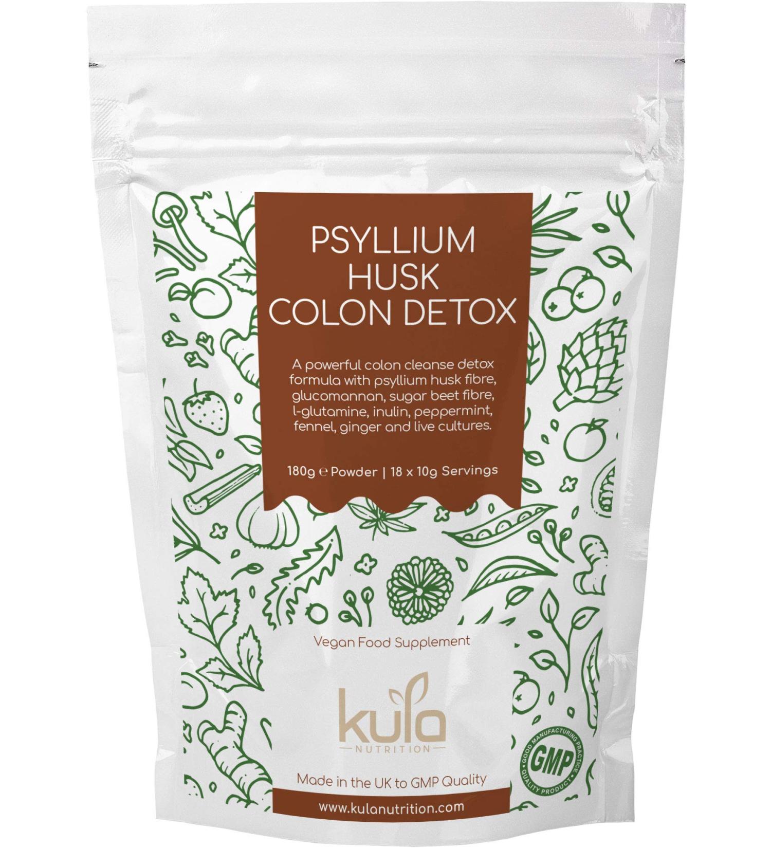 Psyllium Husk Colon Cleanse Powder with Glucomannan, L-Glutamine, Inulin & Probiotics - 180g (18 Servings) - Buy Online on GoSupps.com