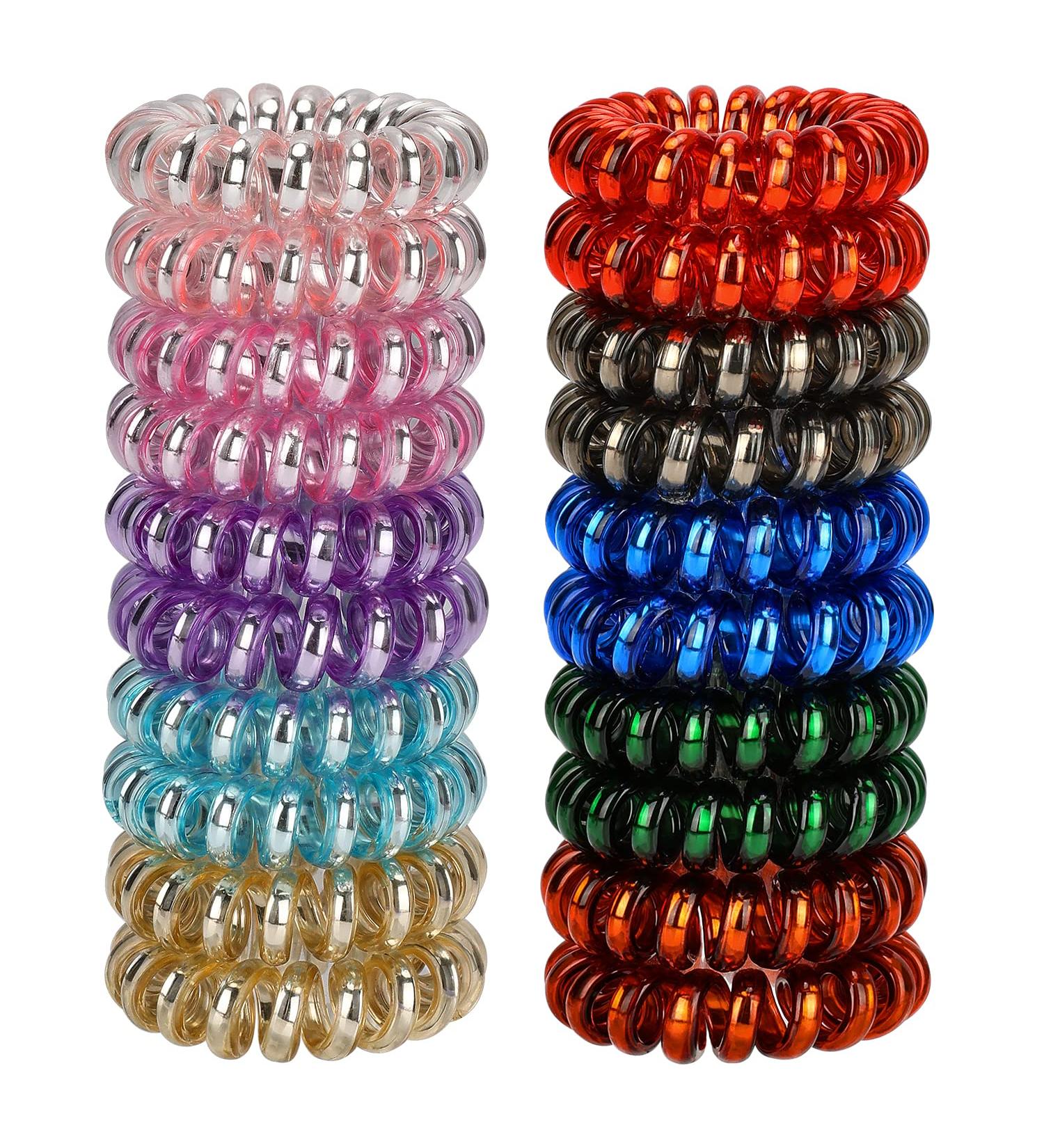JessLab Spiral Hair Ties 20 Pcs - Traceless Phone Cord Hair Accessories for Girls & Women - No Crease Plastic Coil Ponytail Holders - No-Damage Headband - Lustrous Finish - Buy Online on GoSupps.com