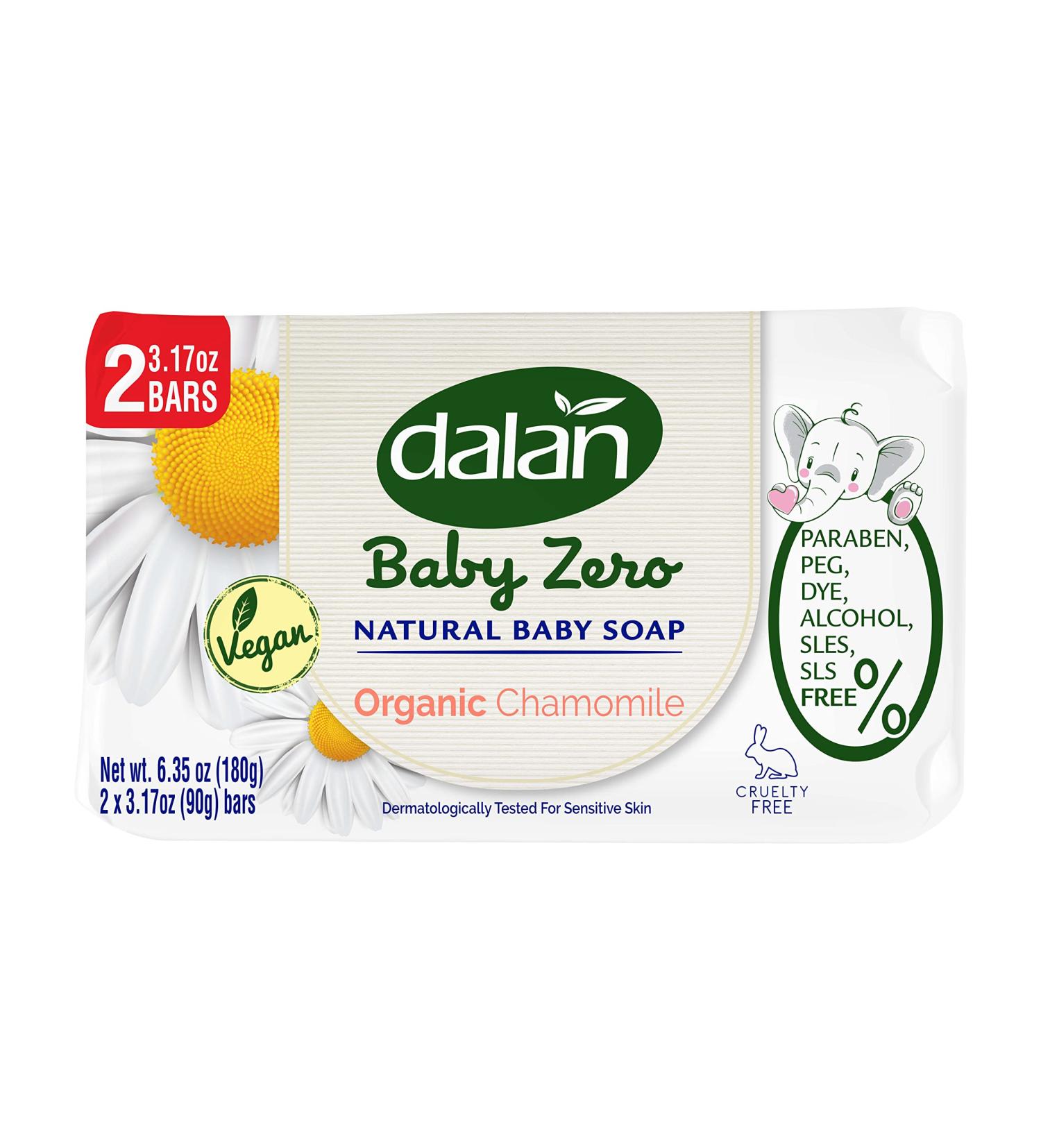 Dalan Baby Zero Natural Baby Soap Bar 3.17oz (2 Pack) - Chamomile Scented, Paraben, PEG, DYE, Alcohol, SLES, SLS FREE - Gentle Cleansing for Sensitive Skin - Buy Online on GoSupps.com