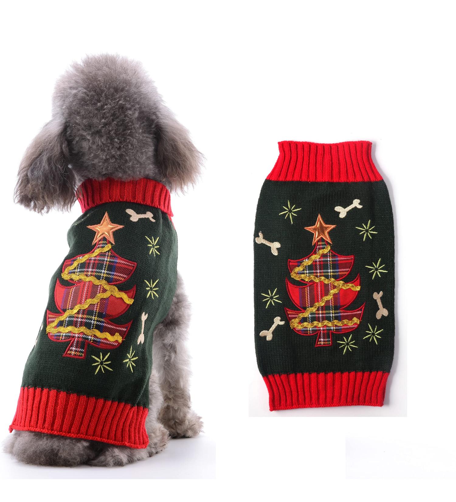 Hrttsy Christmas Dog Sweater - Warm Winter Pullover for Small to Large Dogs & Cats - Festive Army Christmas Tree Design - Buy Online on GoSupps.com