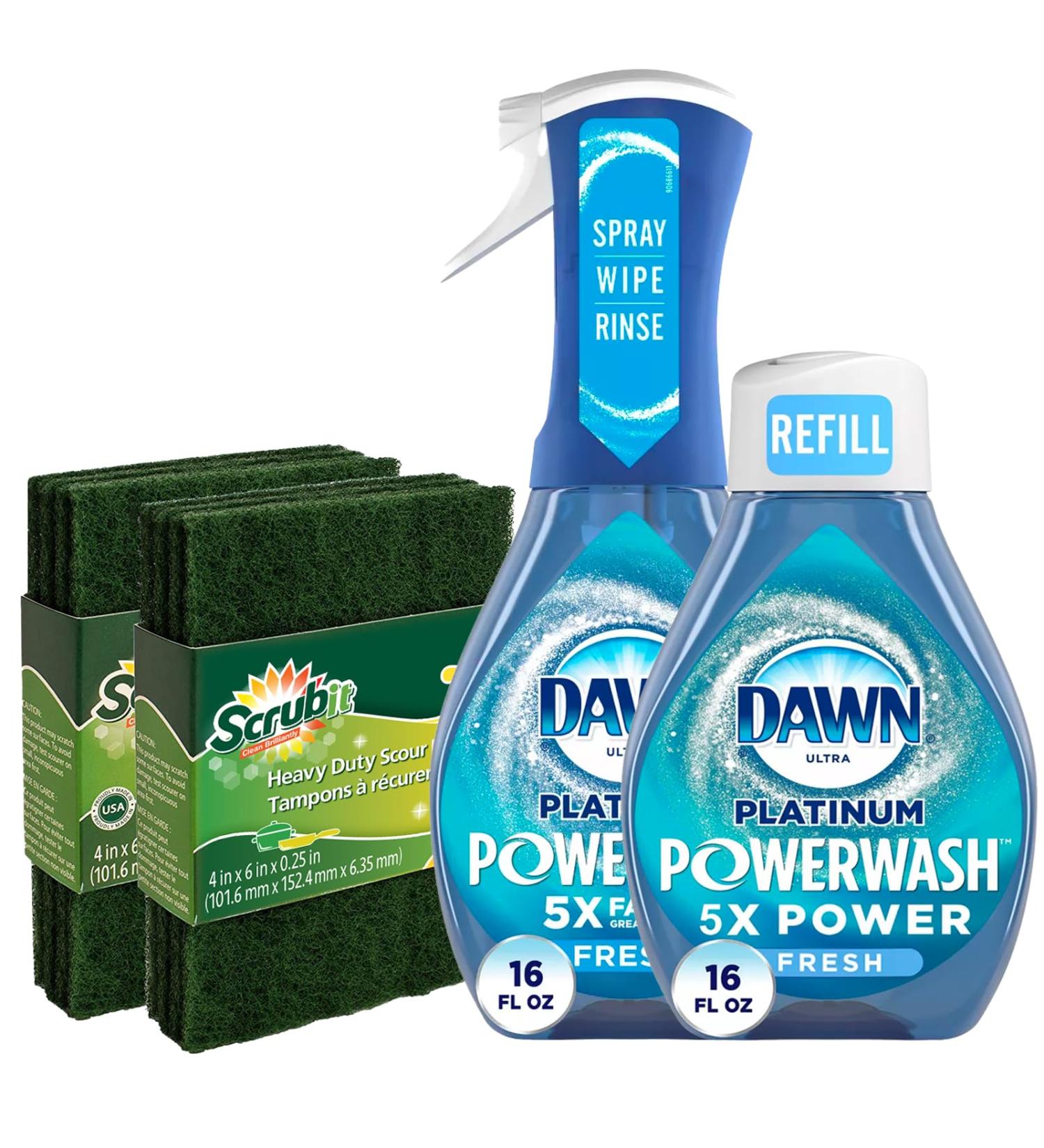 Dawn Powerwash Spray Platinum Dish Soap + Refill & 6 Scouring Pads | Fresh Scent | International Shipping Available - Buy Online on GoSupps.com