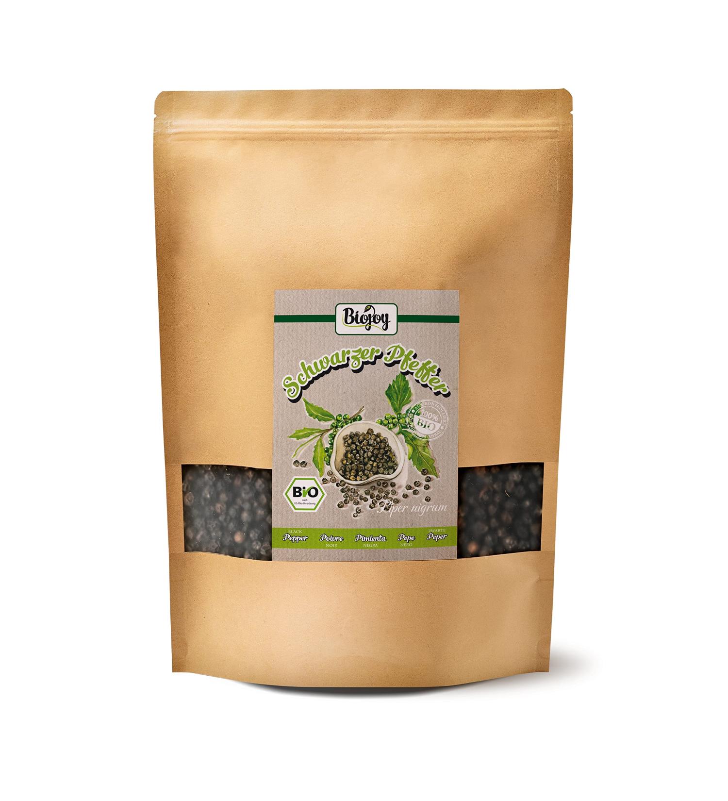 Buy Biojoy ORGANIC Black Pepper Whole (1 kg) - Premium Black Peppercorns for Mill - Piper Nigrum - Fresh & Flavorful Spices for International Shipping - Buy Online on GoSupps.com