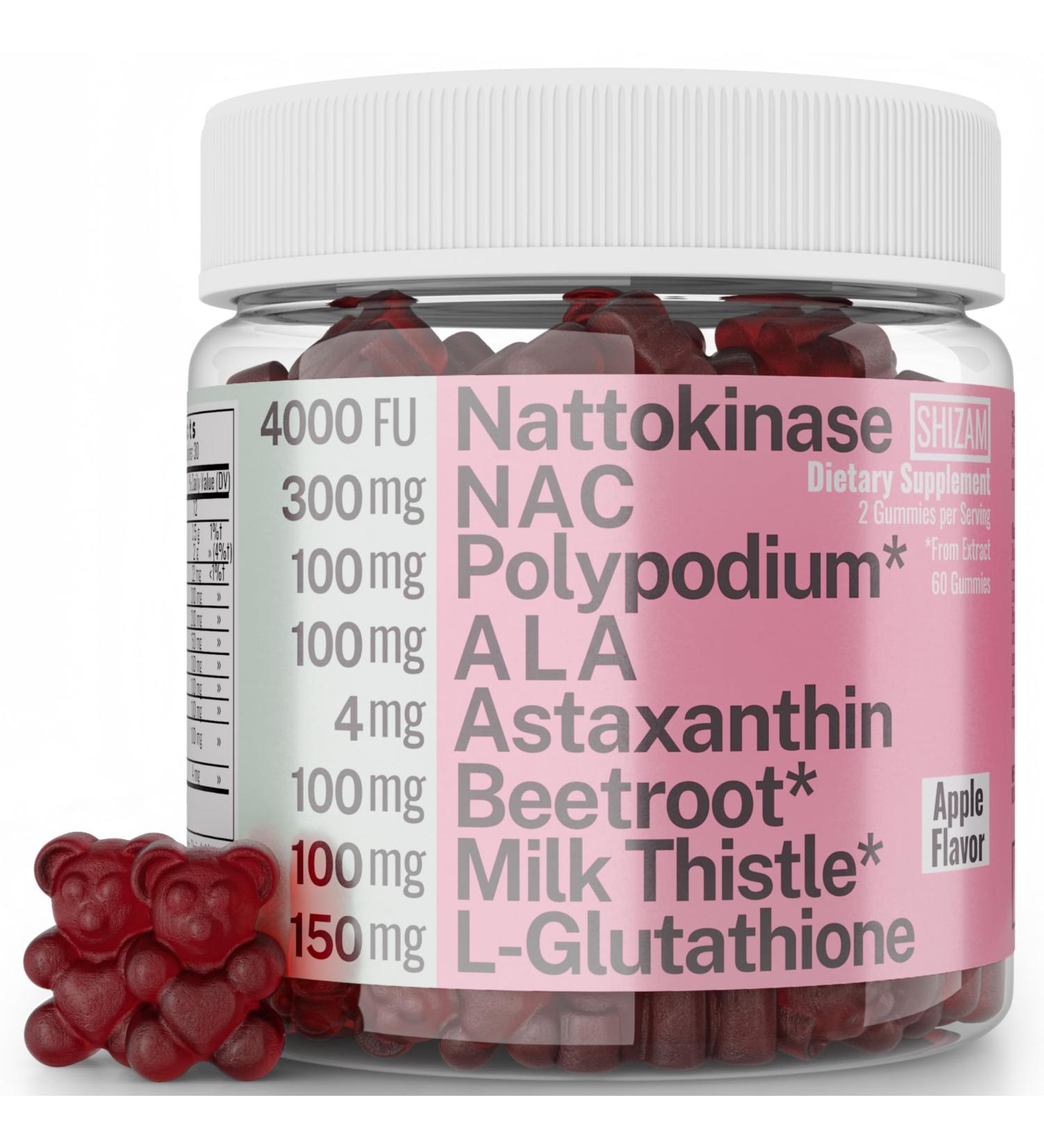 Gummy Supplement Nattokinase Polipodium Leucotomos Astaxanthin NAC N-Acetyl Cysteine Alpha Lipoic Acid L-Glutathione Nattokinase-Polipodium-Powder Beet Beetroot Chews Capsules Organic Liquid Extract - Buy Online on GoSupps.com