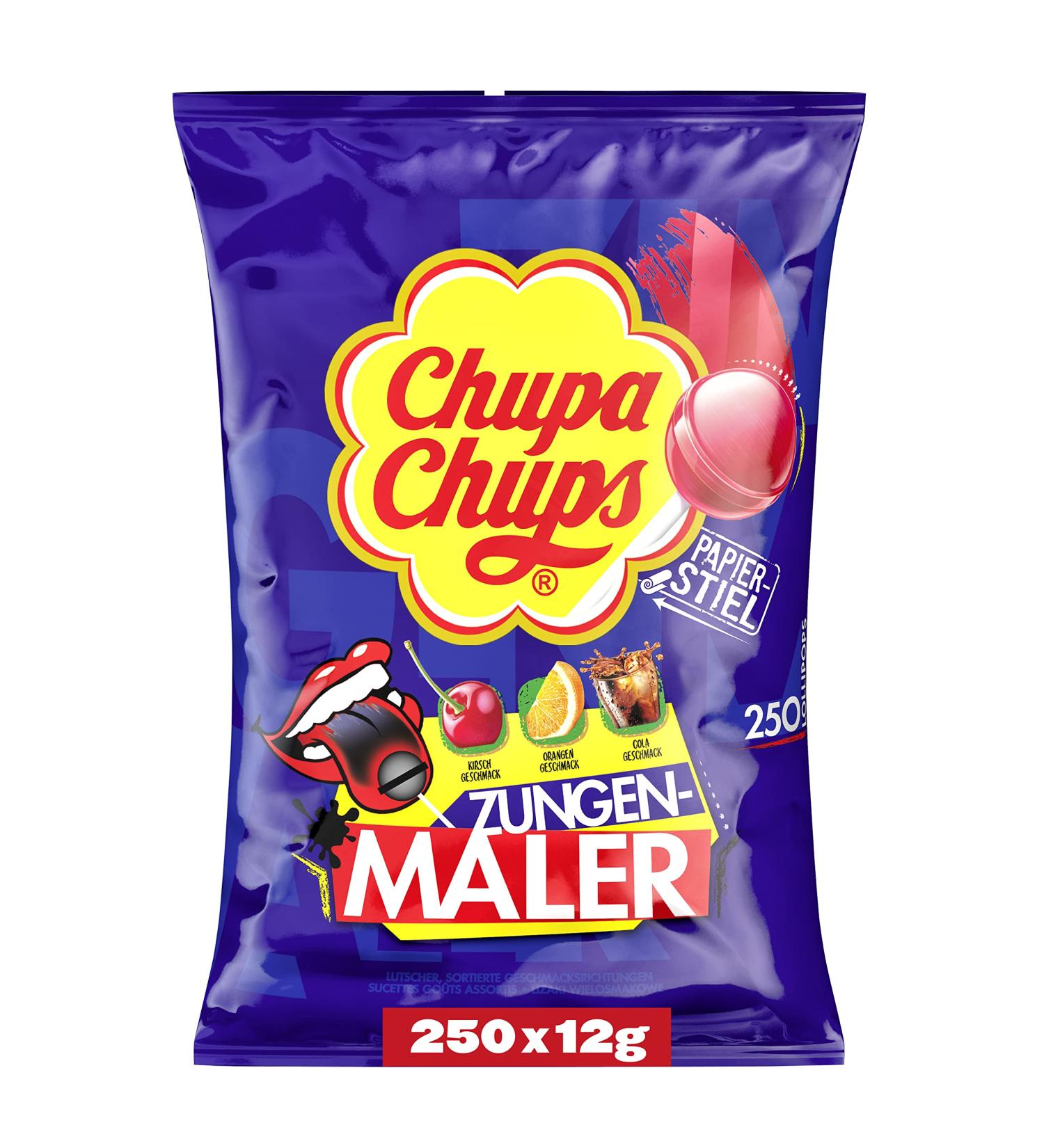 Buy Chupa Chups Tongue Painter Lollipop Bag 250 Lollis in Cola Cherry & Orange Flavors | Color Your Tongue | International Shipping - Buy Online on GoSupps.com