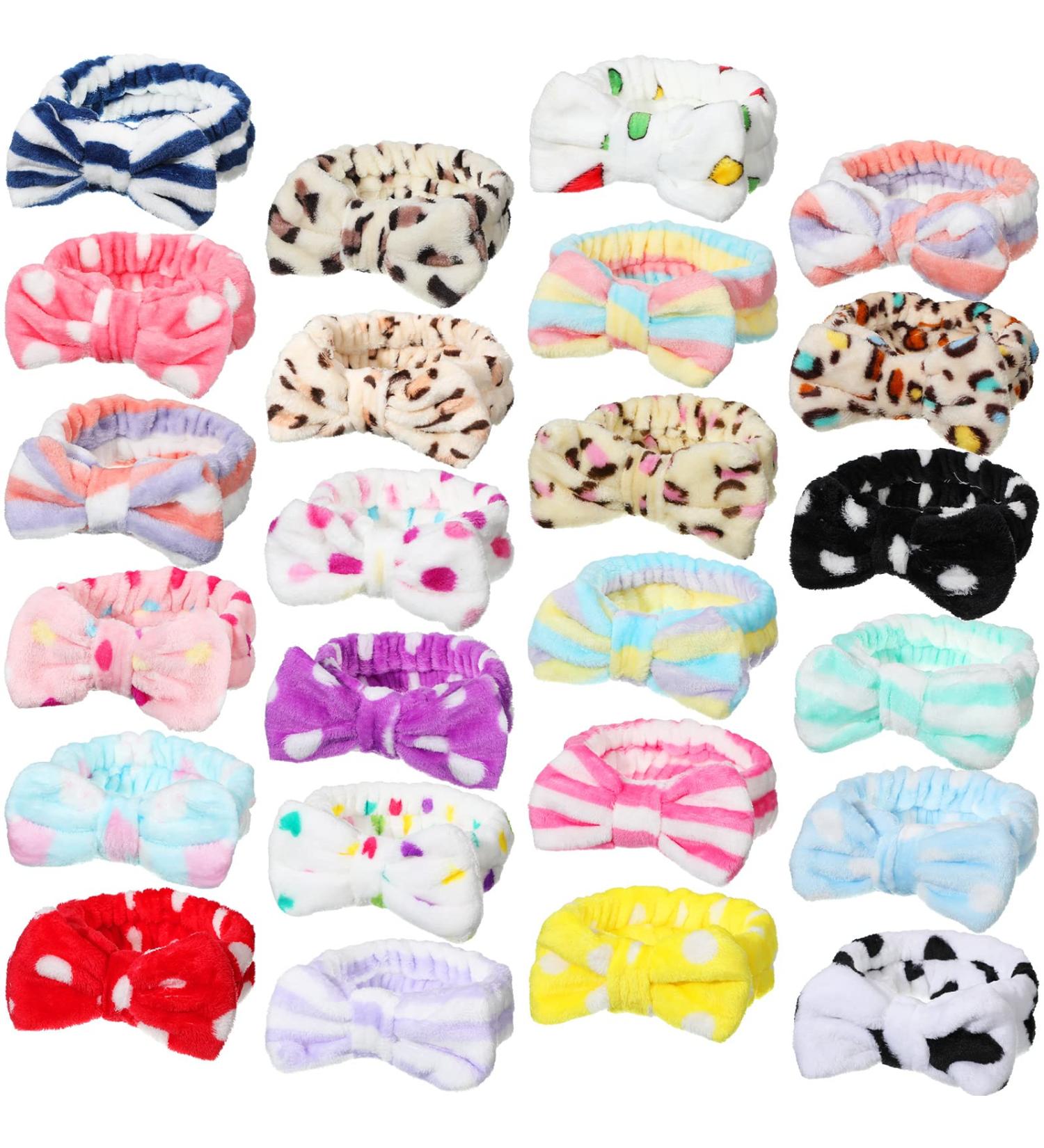 Jexine 24 Pcs Modern Style Facial Spa Headbands for Women - Fluffy Plush Makeup Headband Bulk for Washing Face, Shower, and Cleansing - Buy Online on GoSupps.com
