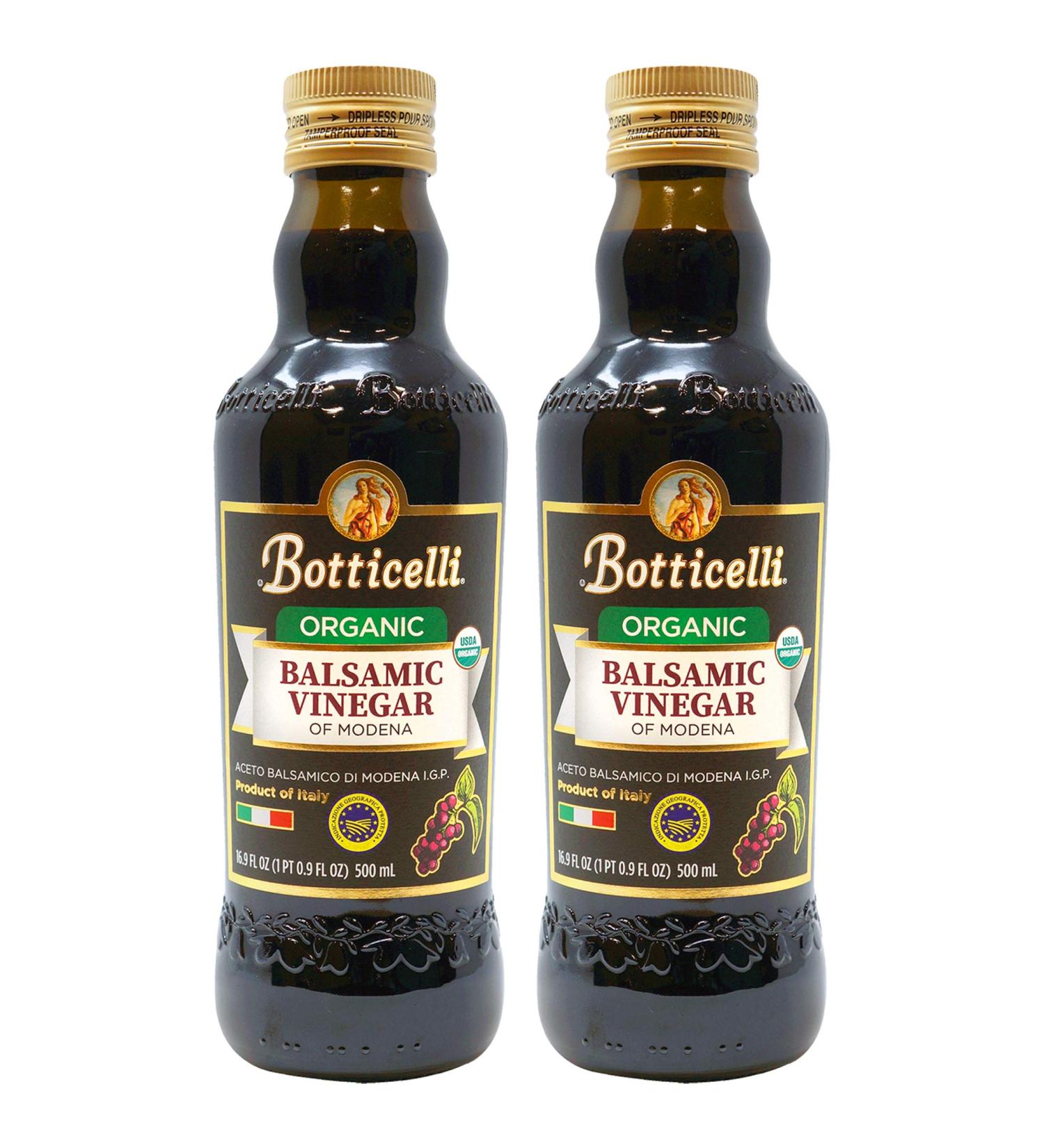 Botticelli Aged Balsamic Vinegar of Modena (Pack of 2) - Organic Balsamic Vinegar for Bread Dipping & Salad Dressing - Aceto Balsamico Tradizionale Di Modena IGP - 16.9oz Organic 16.91 Fl Oz (Pack of 2)